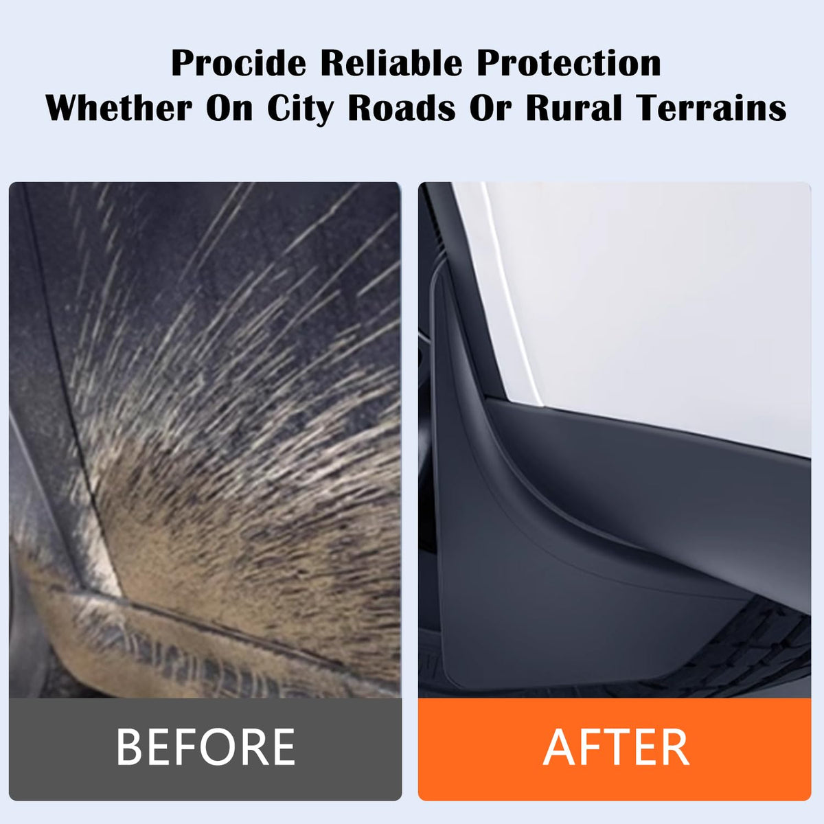 Tesla Model 3 Highland rear mud flap installed behind the wheel