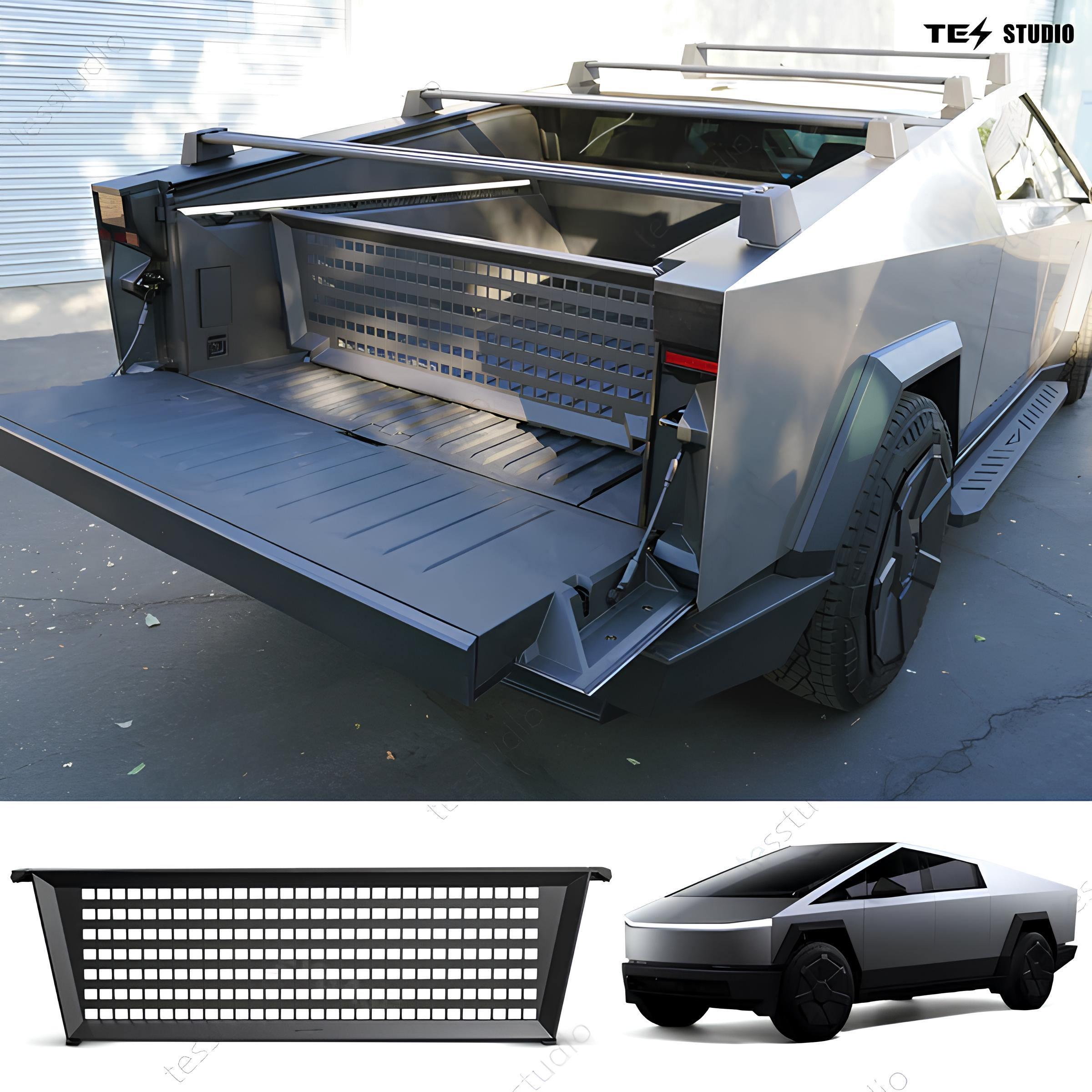 Cybertruck vault cargo divider for camping hauling and bed organization