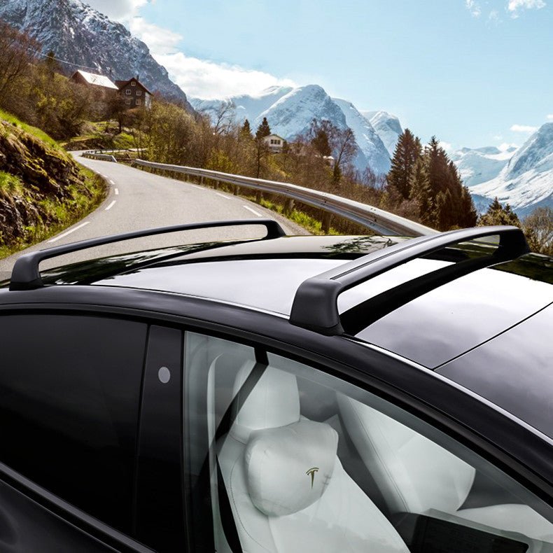Tesla Model Y Juniper roof rack crossbars installed