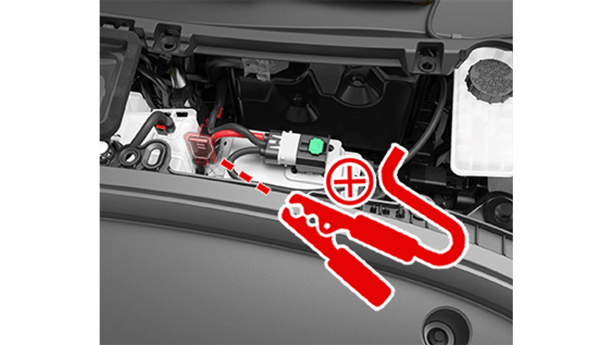 Tesla Model 3 lithium-ion low-voltage positive jump post