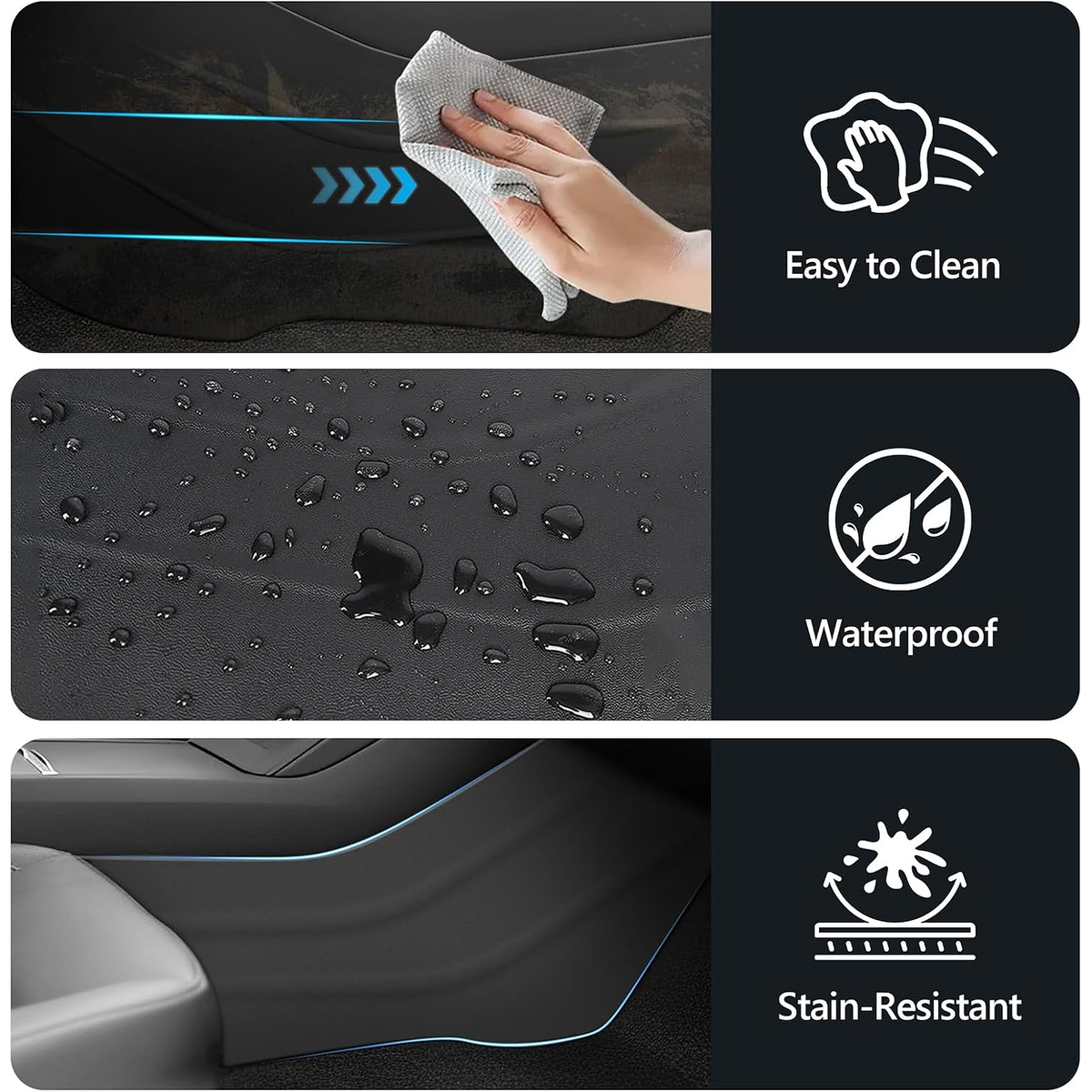 2-Piece TPE Center Console Side Kick Protector Mats for Tesla Model Y Juniper / Model Y L