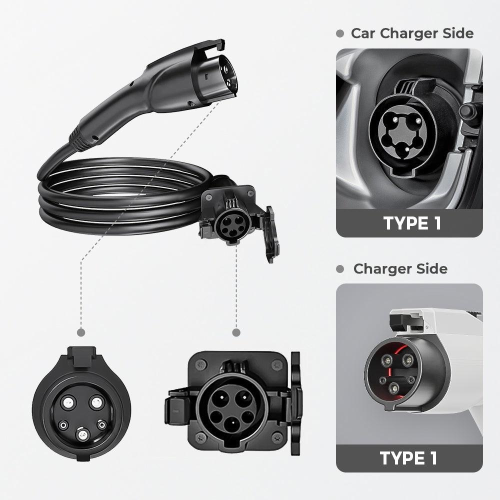 J1772/Type 1 EV Charger Extension Cable Compatible for All SAE J1772 Chargers