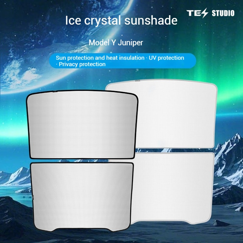 Tesla Model Y Juniper Crystal Mesh Sunshade Model Y Juniper Sunshade Roof Shade Interior Accessories Tesstudio®