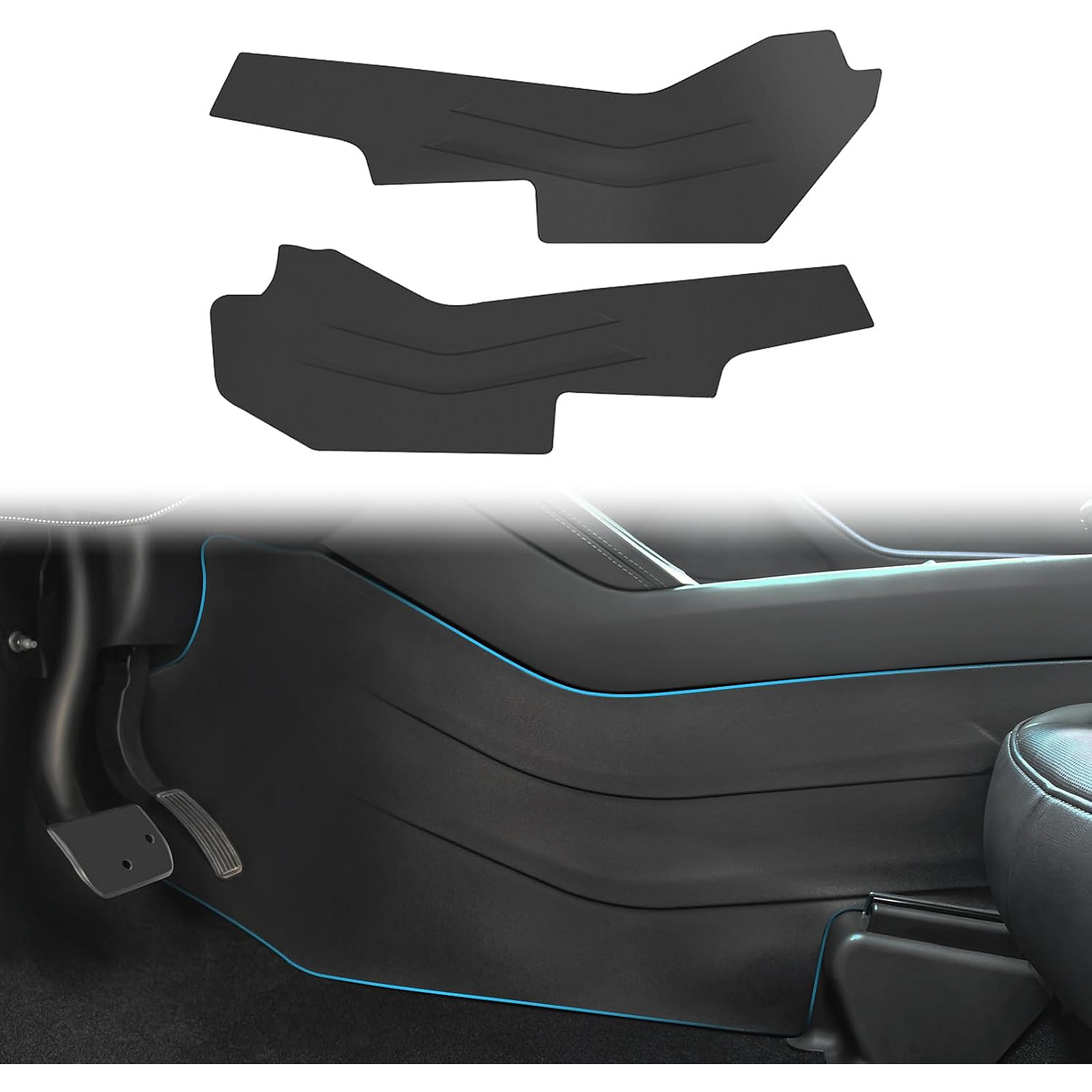2-Piece TPE Center Console Side Kick Protector Mats for Tesla Model Y Juniper / Model Y L