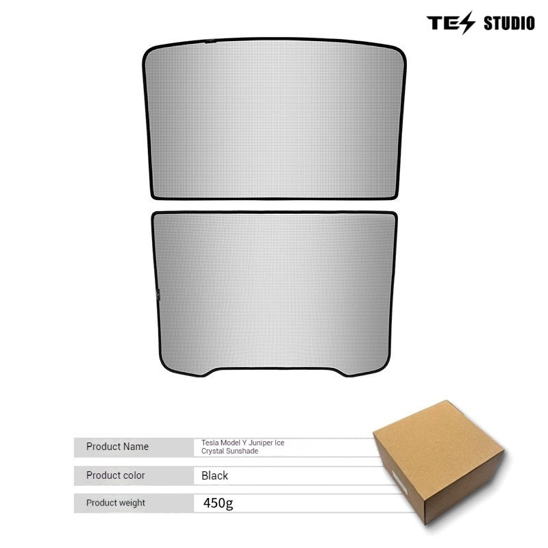 Tesla Model Y Juniper Crystal Mesh Sunshade Model Y Juniper Sunshade Roof Shade Interior Accessories Tesstudio®