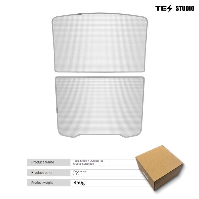 Tesla Model Y Juniper Crystal Mesh Sunshade Model Y Juniper Sunshade Roof Shade Interior Accessories Tesstudio®