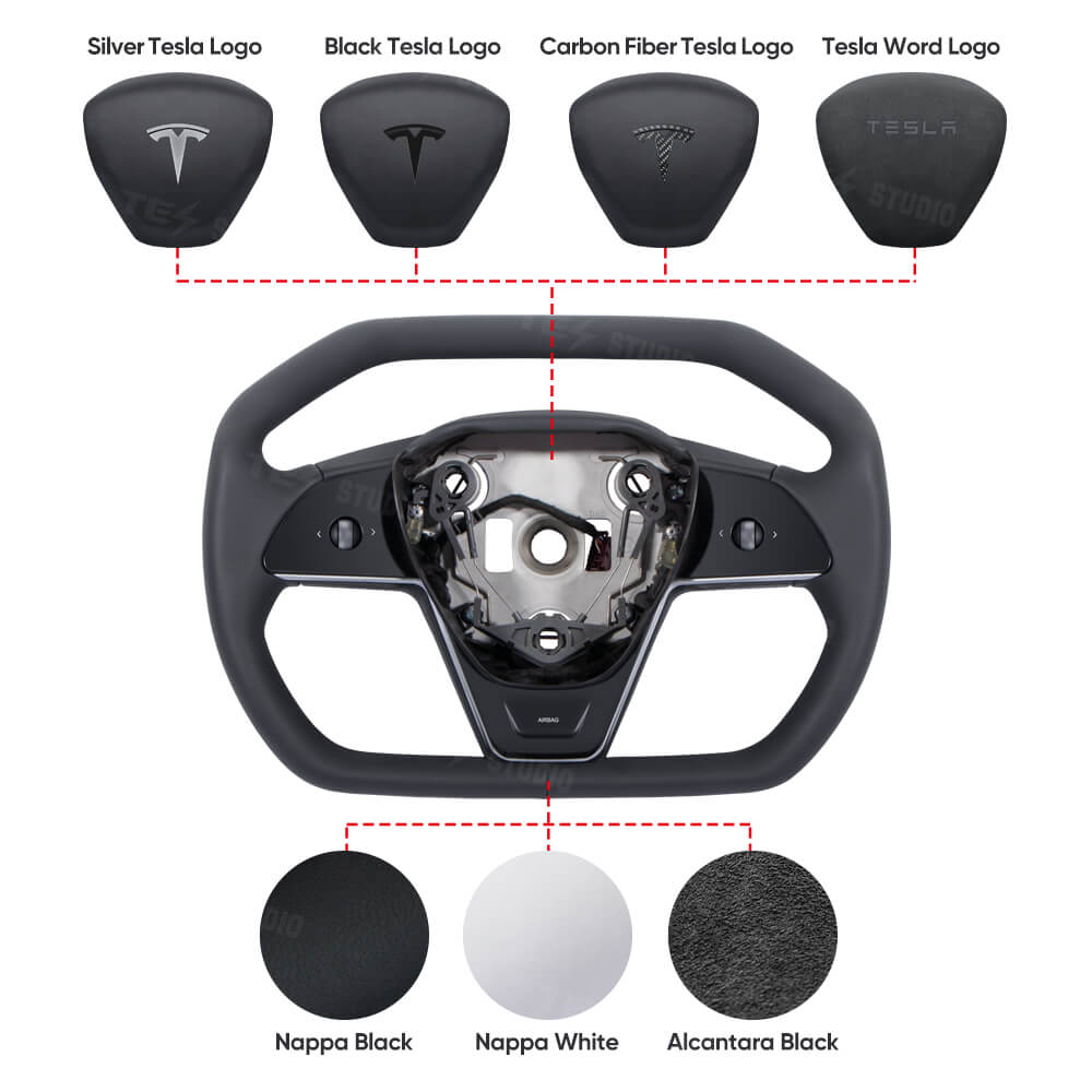 Tesstudio Model 3/Y Cybertruck Style Steering Wheel for Tesla