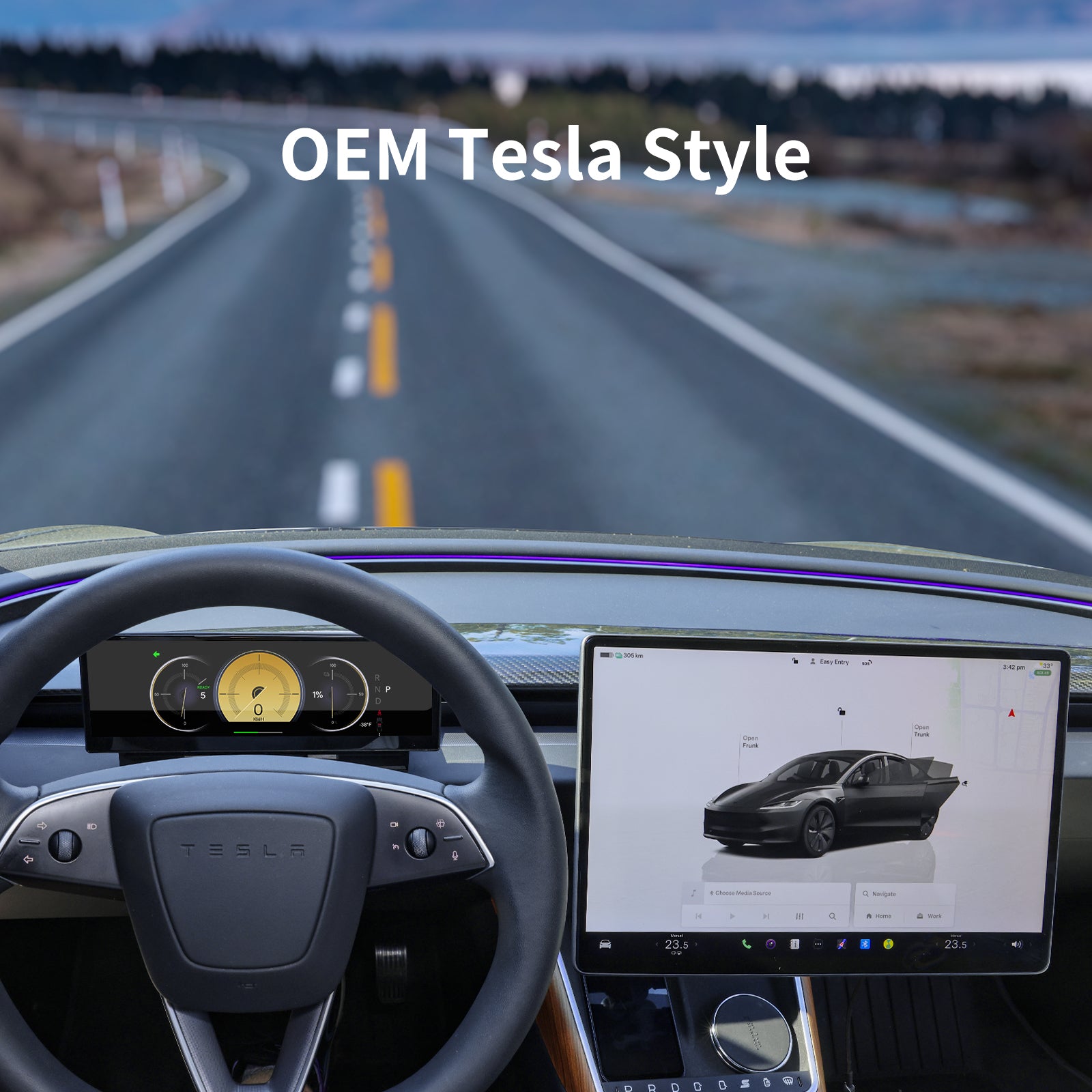10.88" Upgroud TES-F10C Dashboard Heads Up Display Wireless CarPlay for Tesla 3/Y/cybertruck