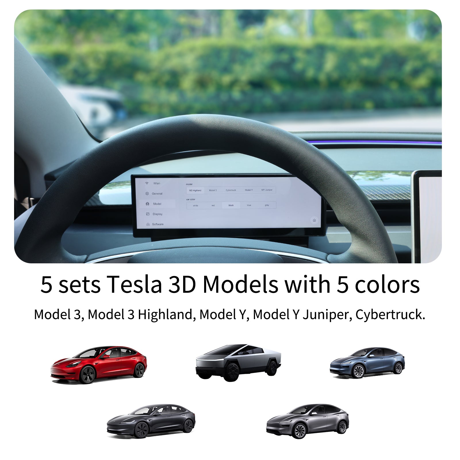 10.88" Upgroud TES-F10C Dashboard Heads Up Display Wireless CarPlay for Tesla 3/Y/cybertruck