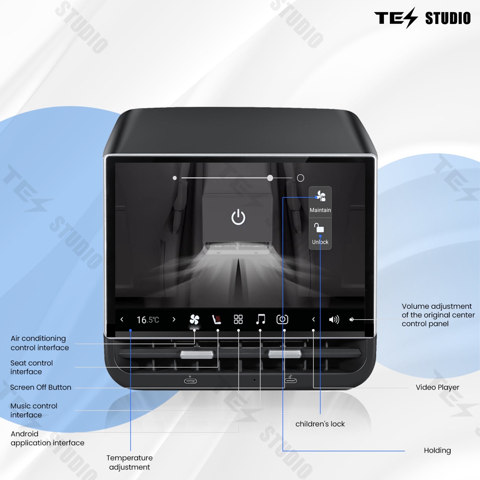 Tesstudio R89리어 엔터테인먼트 디스플레이 Model 3/Y(2019년 2월 이후 모델)