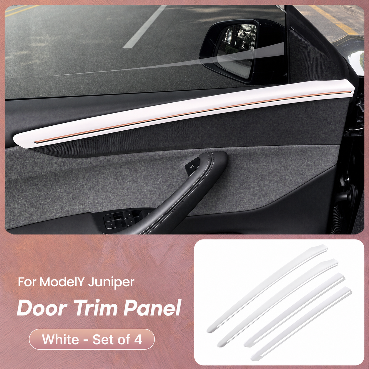 4-Piece Door Side Trim Cover Set for Tesla Model Y Juniper