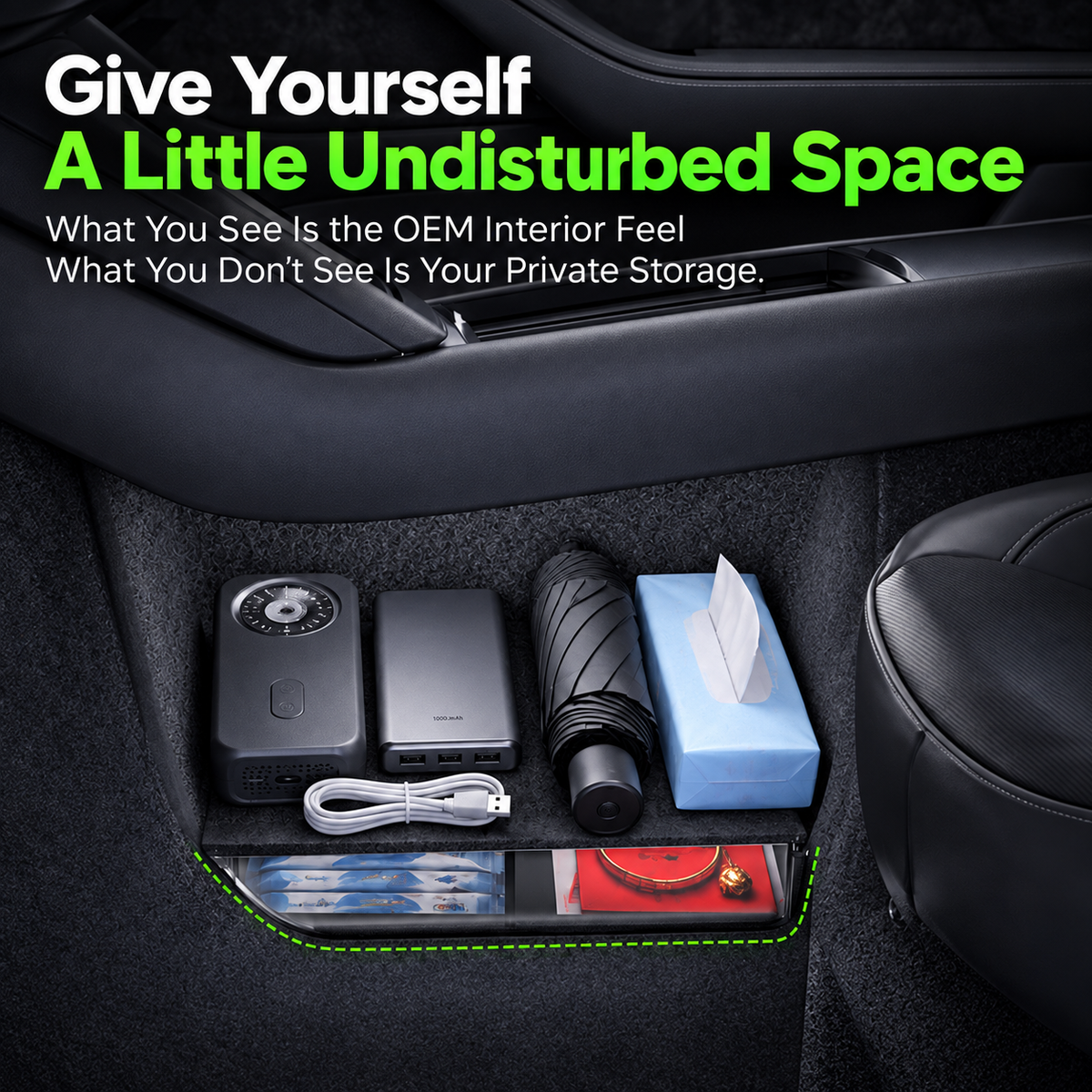 Hidden Privacy Storage Box for Tesla Model 3 Highland / Model Y Juniper / Model Y L