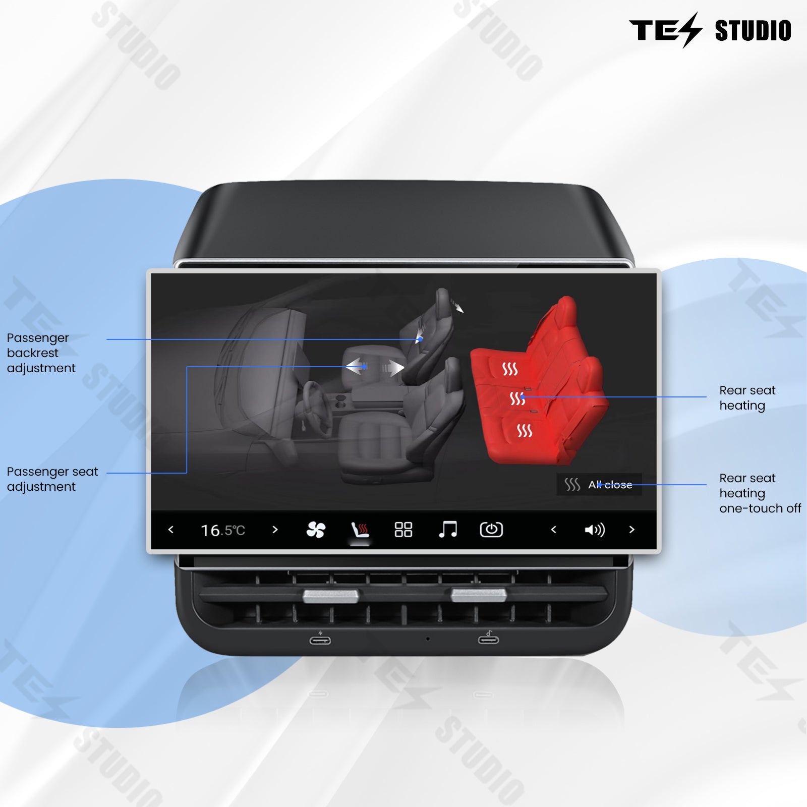 Tesstudio R89리어 엔터테인먼트 디스플레이 Model 3/Y(2019년 2월 이후 모델)