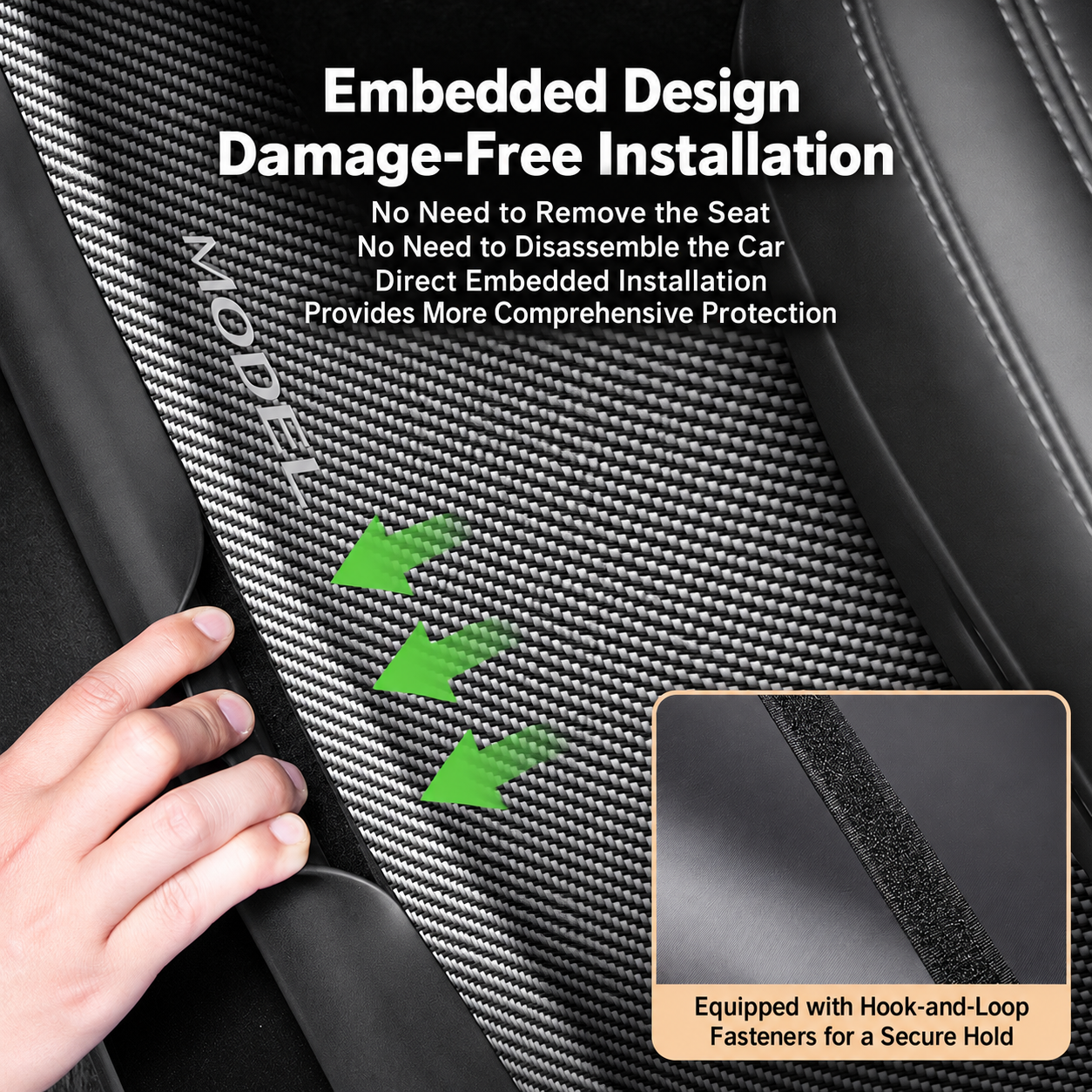 8-Piece Carbon Fiber Pattern ABS Door Sill Protector Set for Tesla Model Y Juniper / Model Y L, Laser-Engraved with C-Pillar Covers