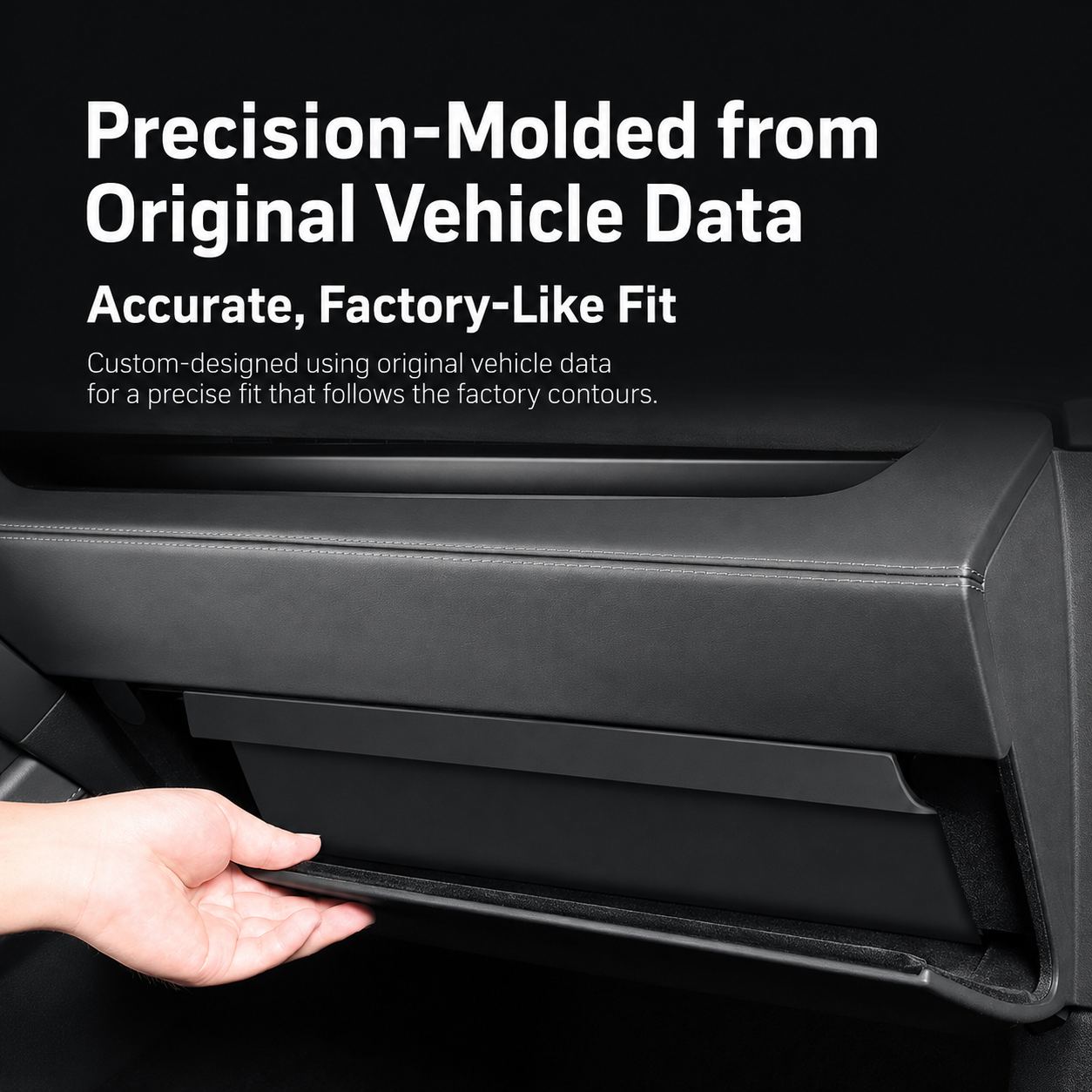 Black TPE Glove Box Storage Organizer for Tesla Model Y Juniper 2025.03+