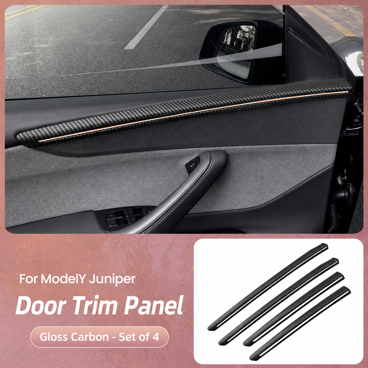4-Piece Door Side Trim Cover Set for Tesla Model Y Juniper