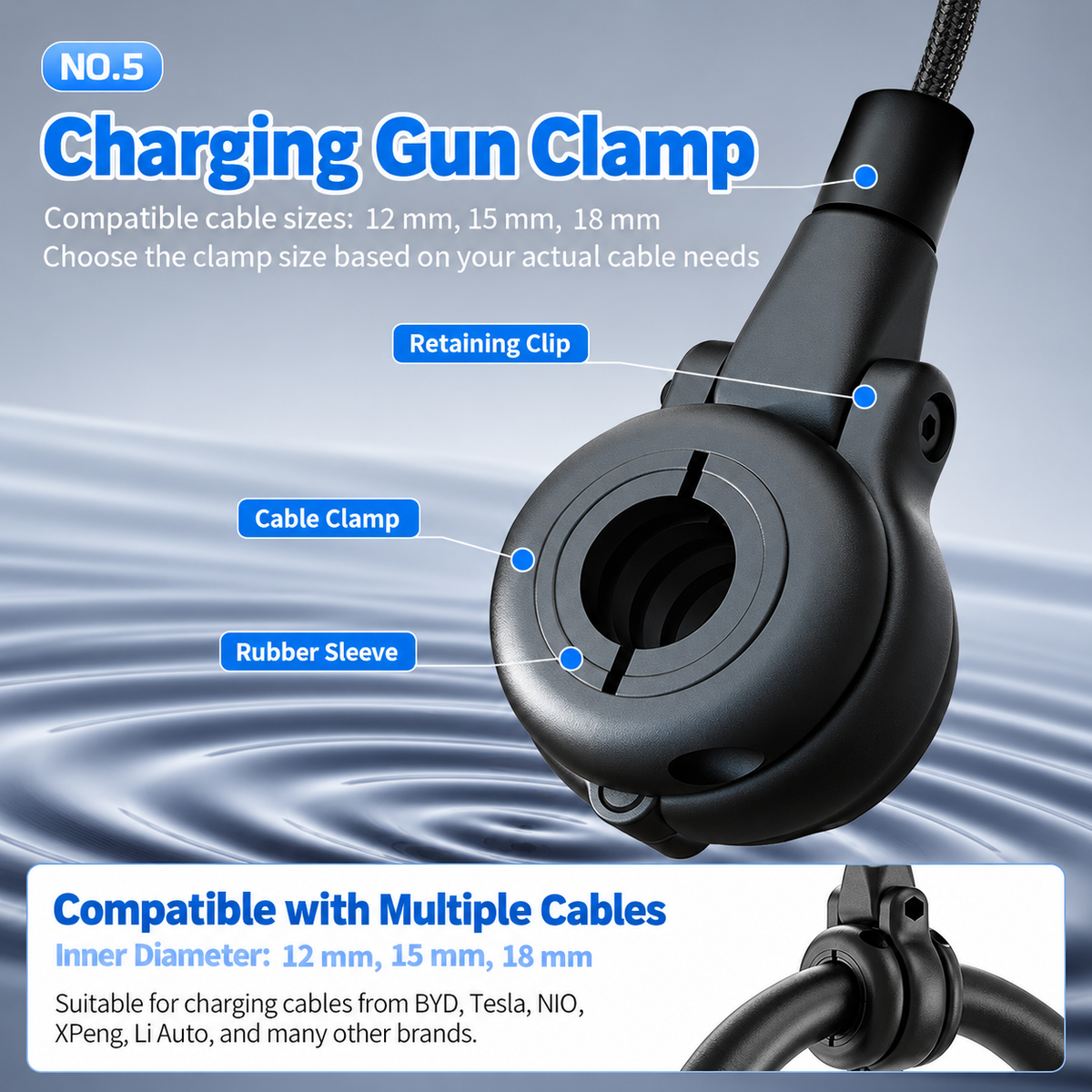 EV Charger Cable Retractor for AC Charging Stations, 3.5m Cable, 3kg Pull Force, Self-Locking