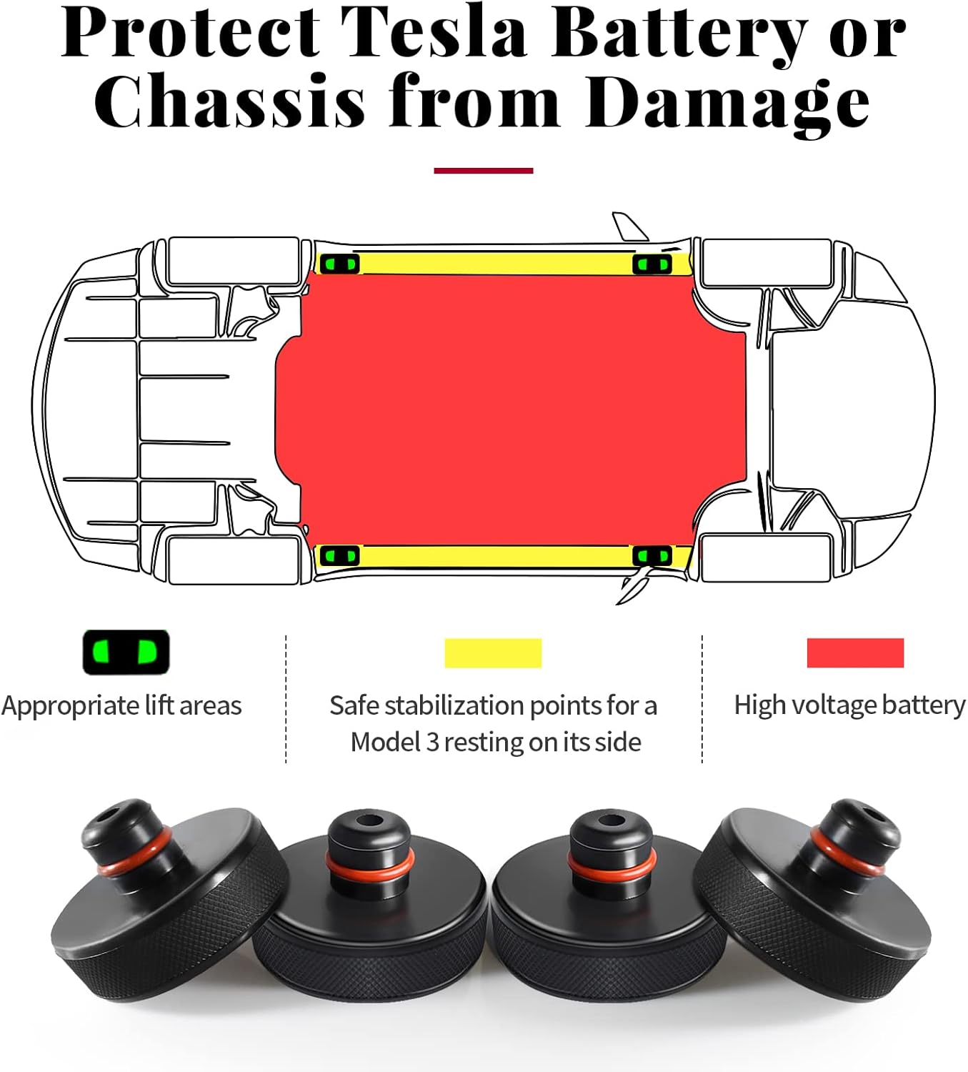 2025 2026Tesstudio 4 Pucks with Storage Case Lifting Jack Pad for Tesla Model 3/S/X/Y