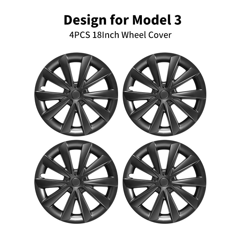 Car Hub Caps 18'' Blade Style Wheel Cover (2017-2023) For Tesla Model 3