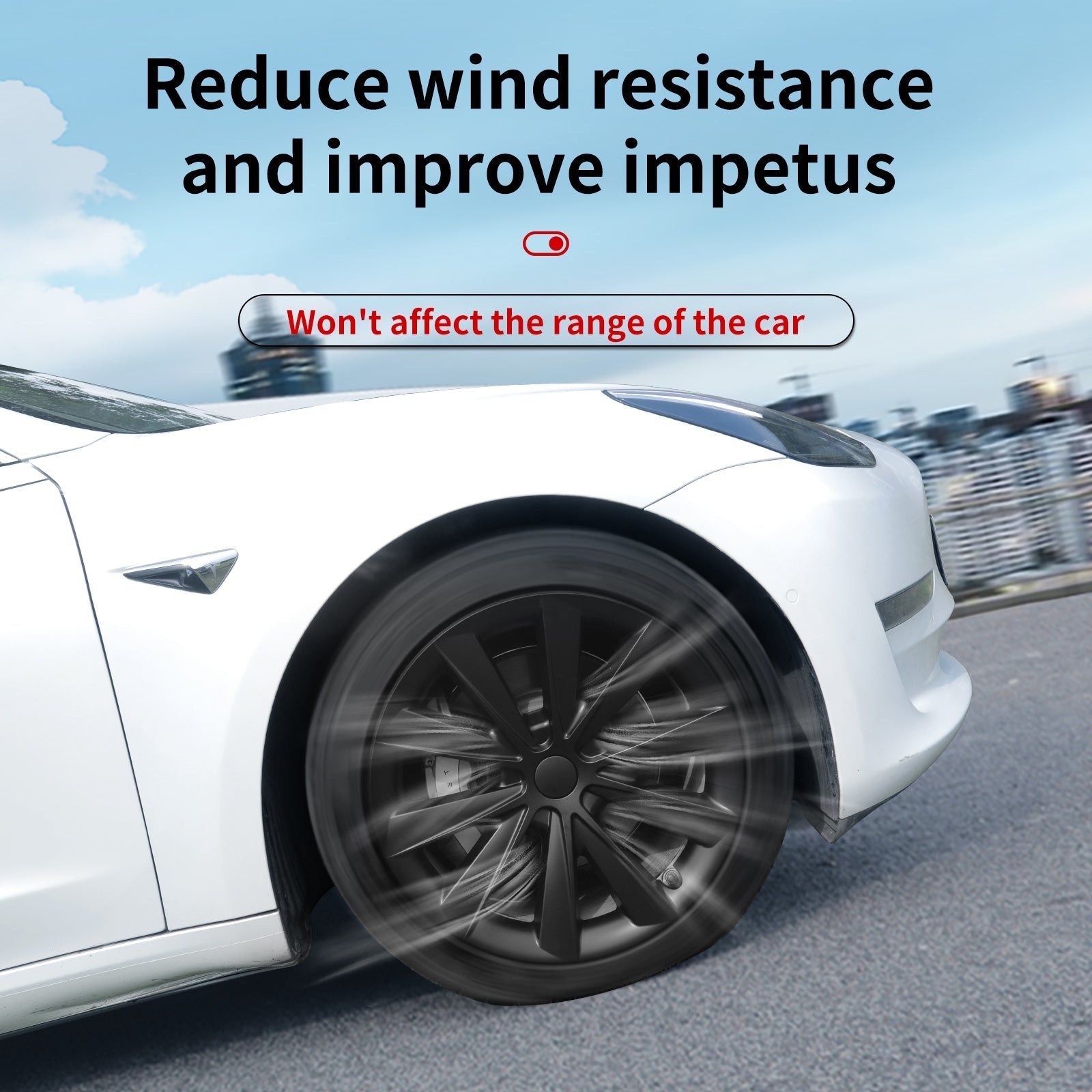 Car Hub Caps 18'' Blade Style Wheel Cover (2017-2023) For Tesla Model 3