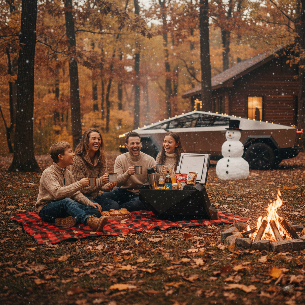 Tesla Cybertruck 18L Center Console Refrigerator with Dual-Mode Cooling & 20W USB-C Power Hub