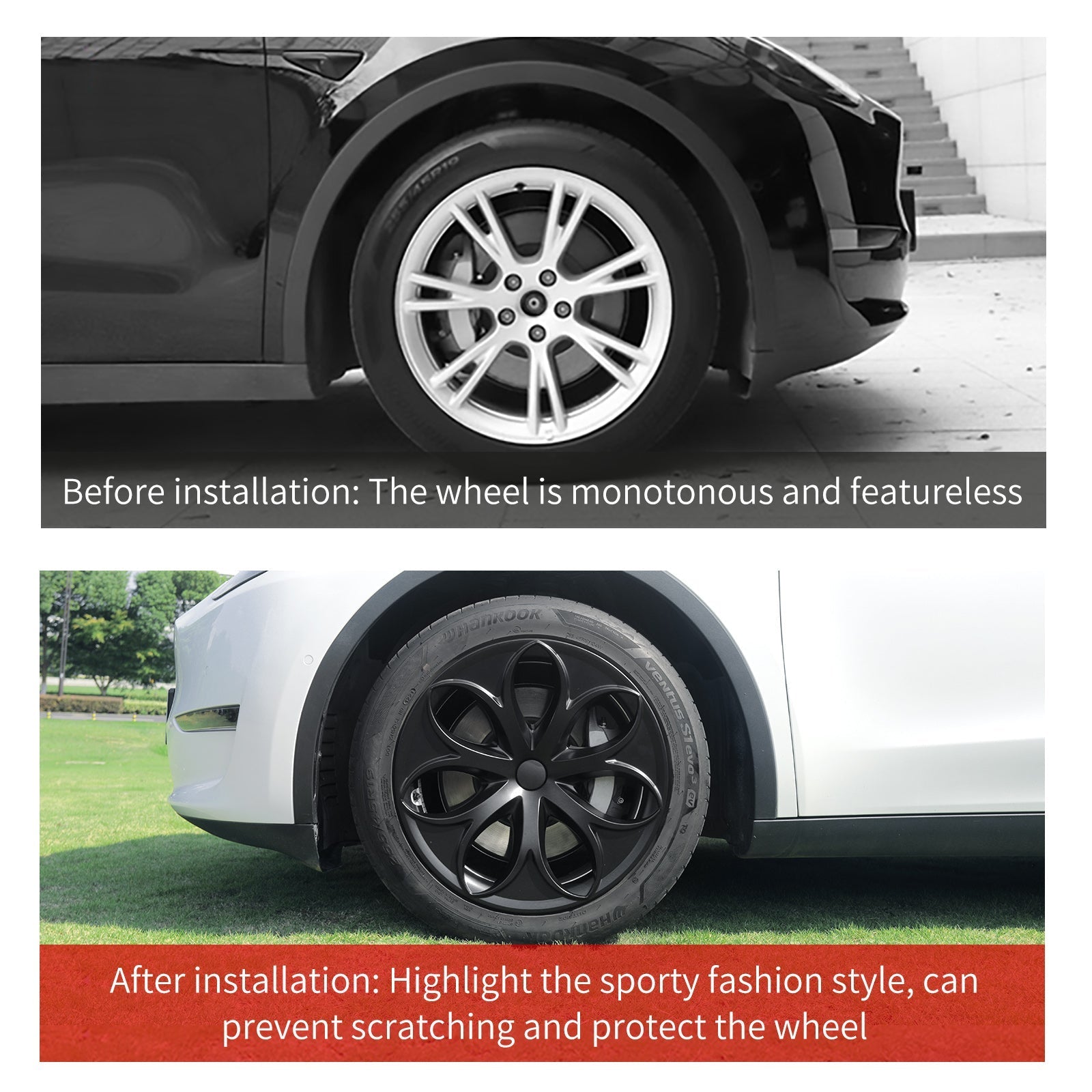 Hubcaps 19'' Petal Style Wheel Cover (2020-2024 Year)For Tesla Model Y