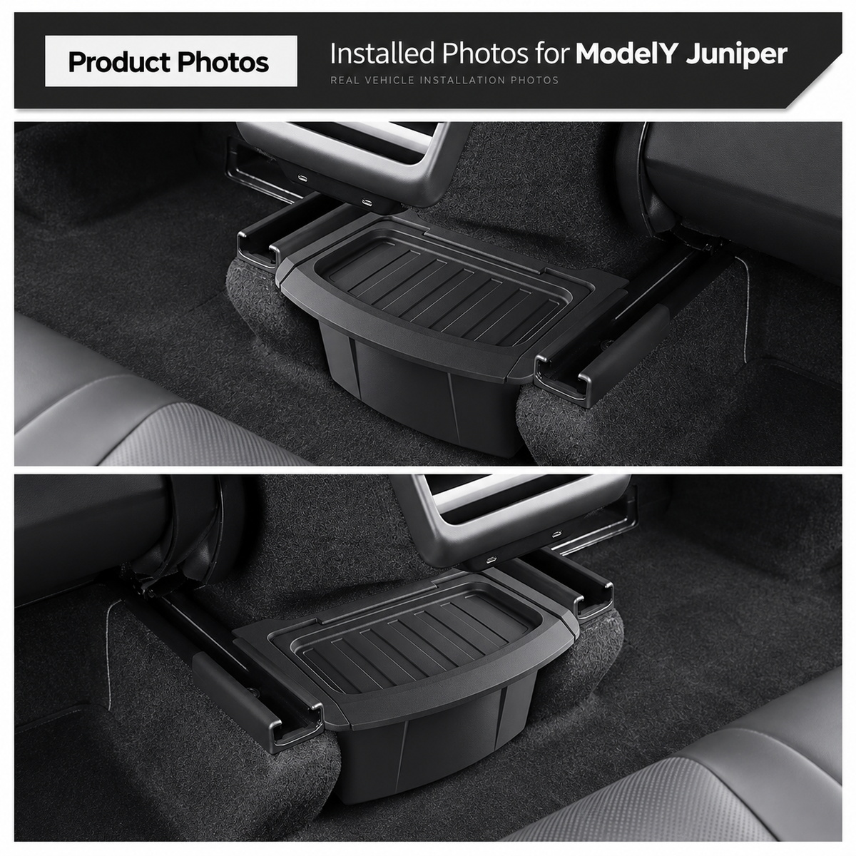 TPE Rear Armrest Storage Box with Flip-Top Lid for Tesla Model Y Juniper / Model Y L