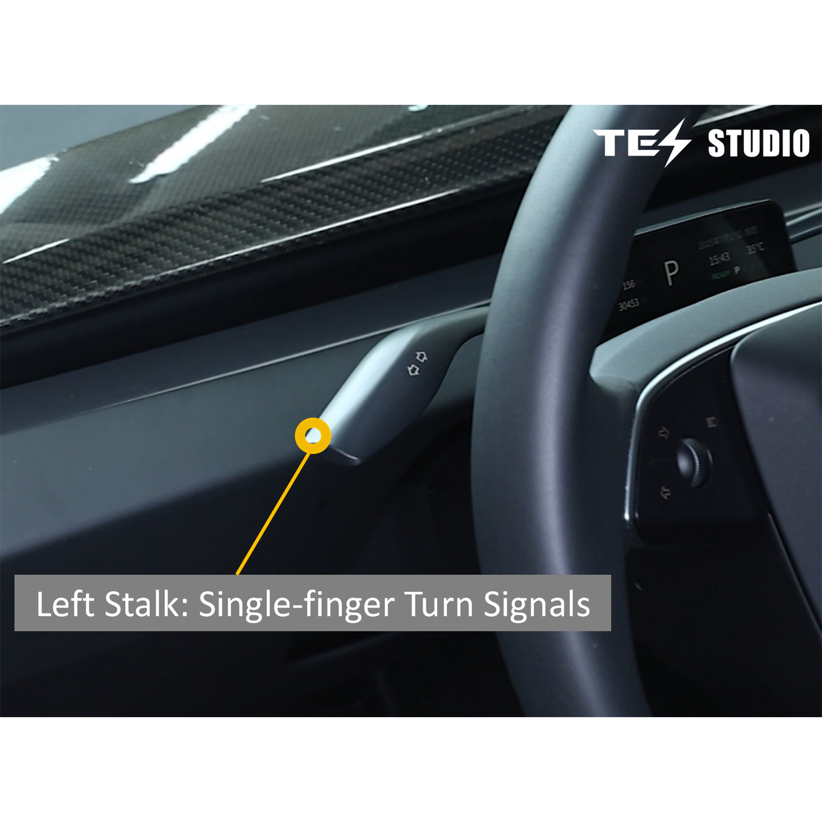 Tesstudio Turn Signal & Gear Shift Stalk With Mini Display For Tesla Model 3 Highland / Y Juniper