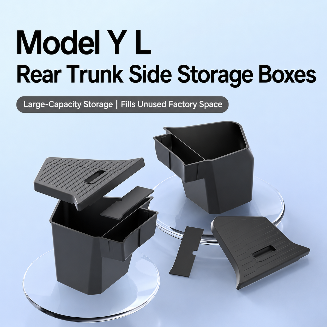Trunk Storage Bin with Side Pocket and Pull Handle for Model Y L 2025.11+