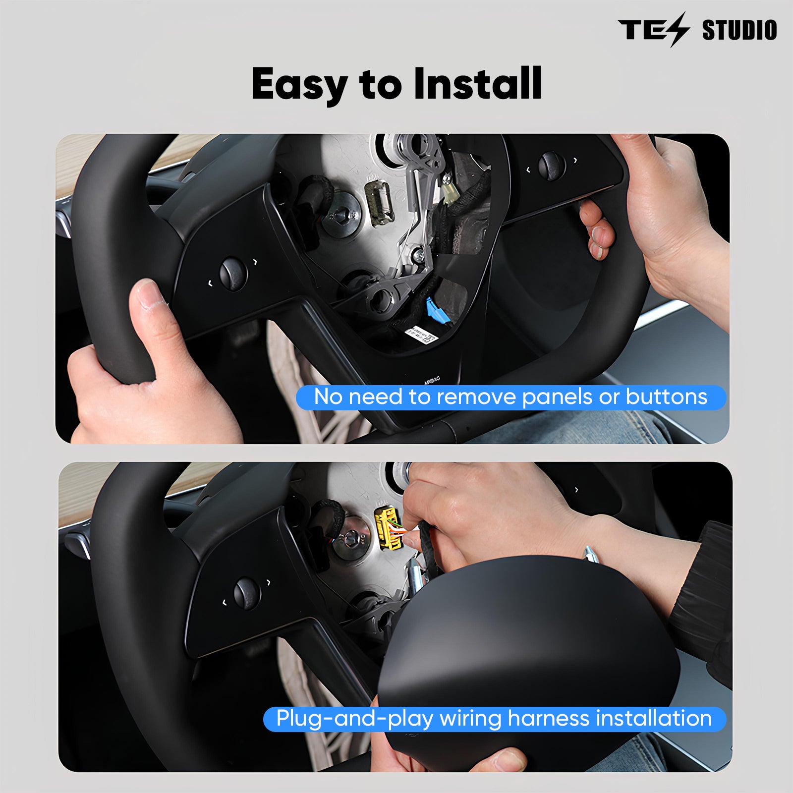 Tesstudio Model 3/Y Cybertruck Style Steering Wheel for Tesla