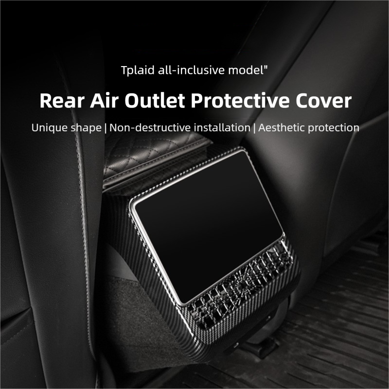 2026 Plaid Rear Air Vent Screen Protector Frame (Carbon Fiber Pattern ABS) For Tesla Model 3 Highland /Y Juniper