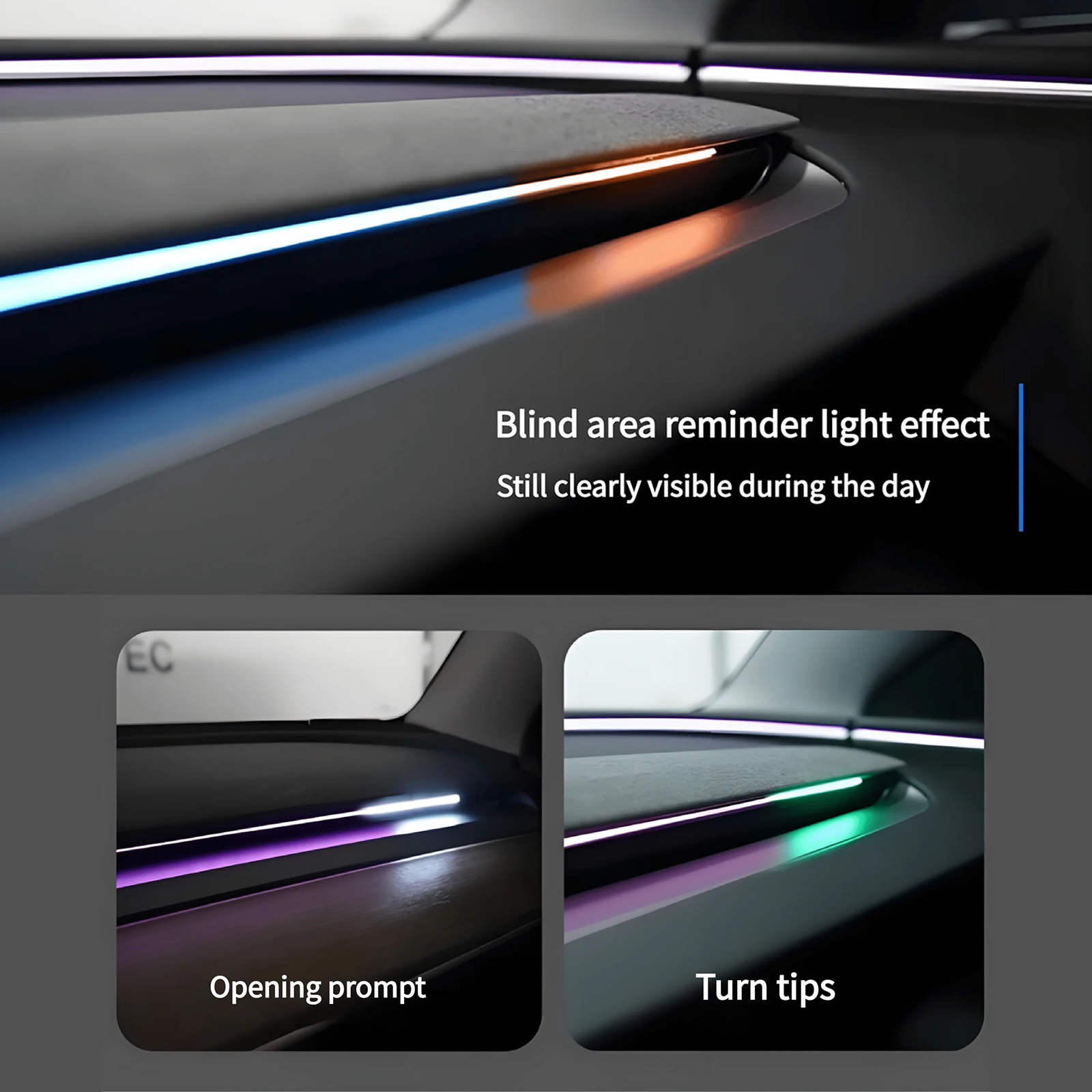 2025 2026 BSD 2.0 Blind Spot Warning System For Tesla Model 3 Highland / Y Juniper /Cybertruck Ambient Lighting