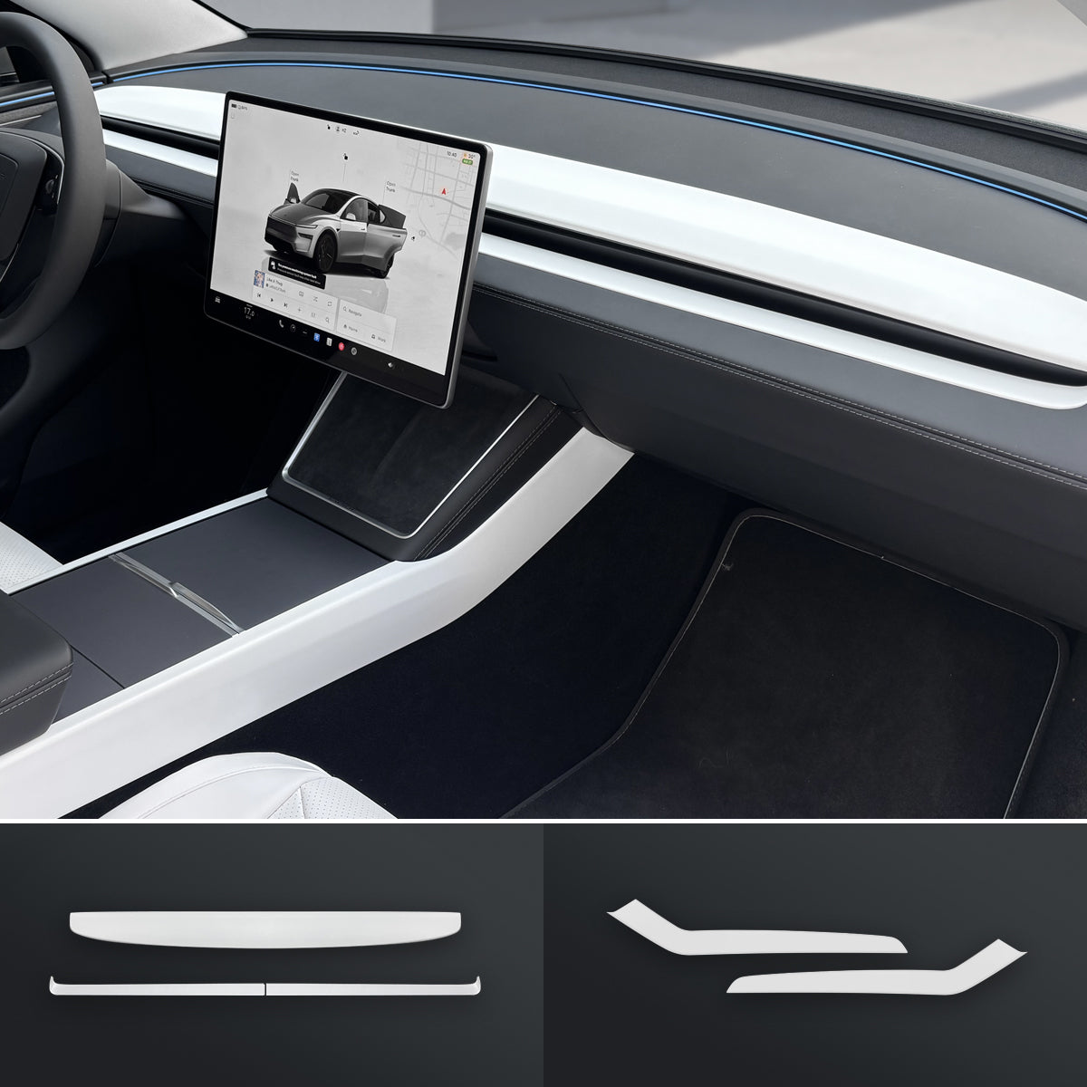 Matte White Interior Upgrade Kit For Tesla Model Y Juniper 2025+