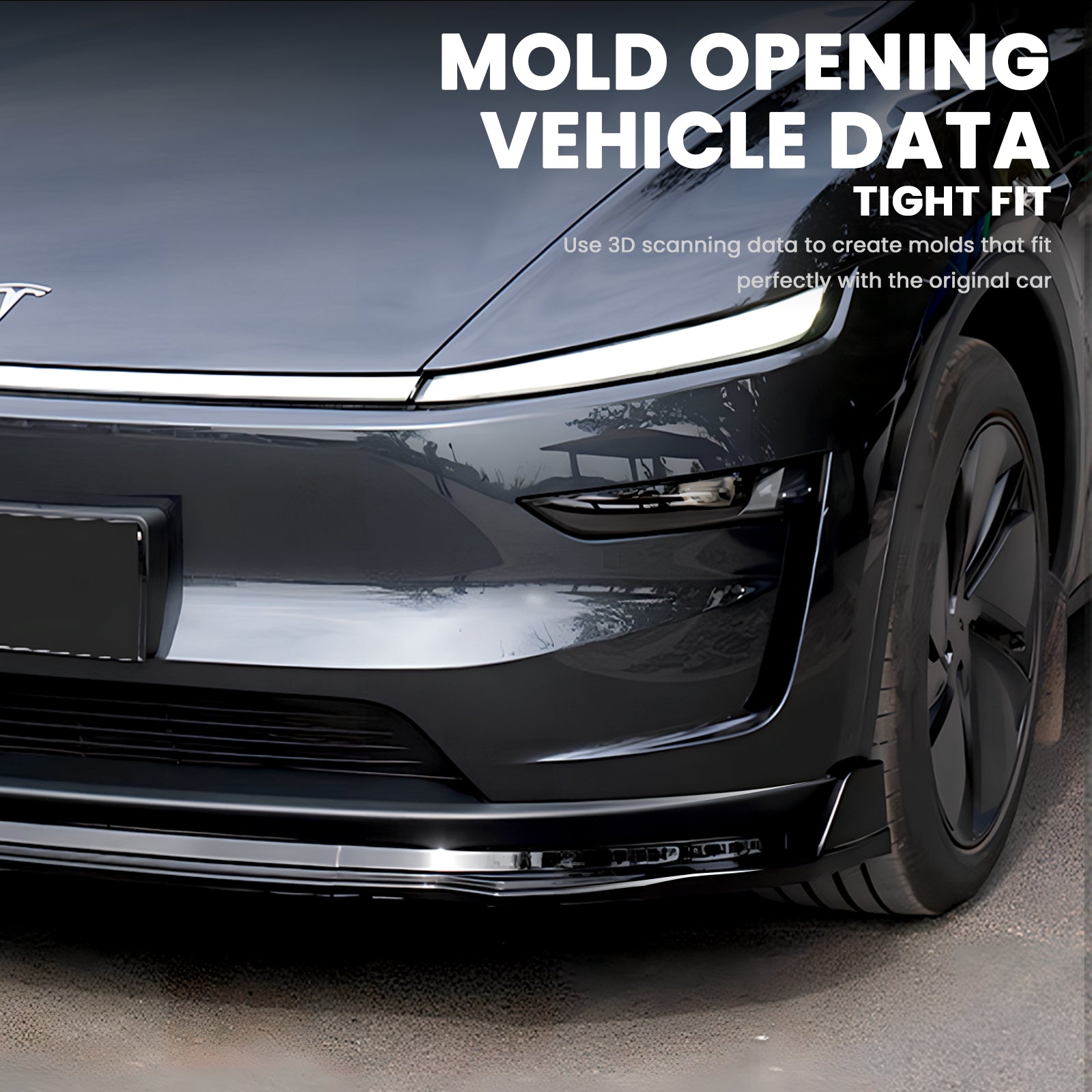 Tesstudio Tesla Model Y Front Bumper Lip Punch-Free Installation