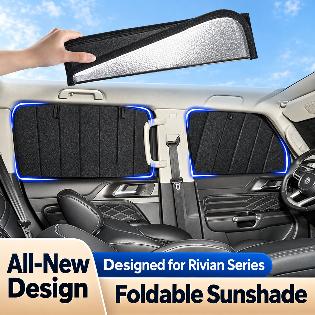 Foldable Privacy Window Sun Shades for Rivian R1S / R1T (2022–2025)