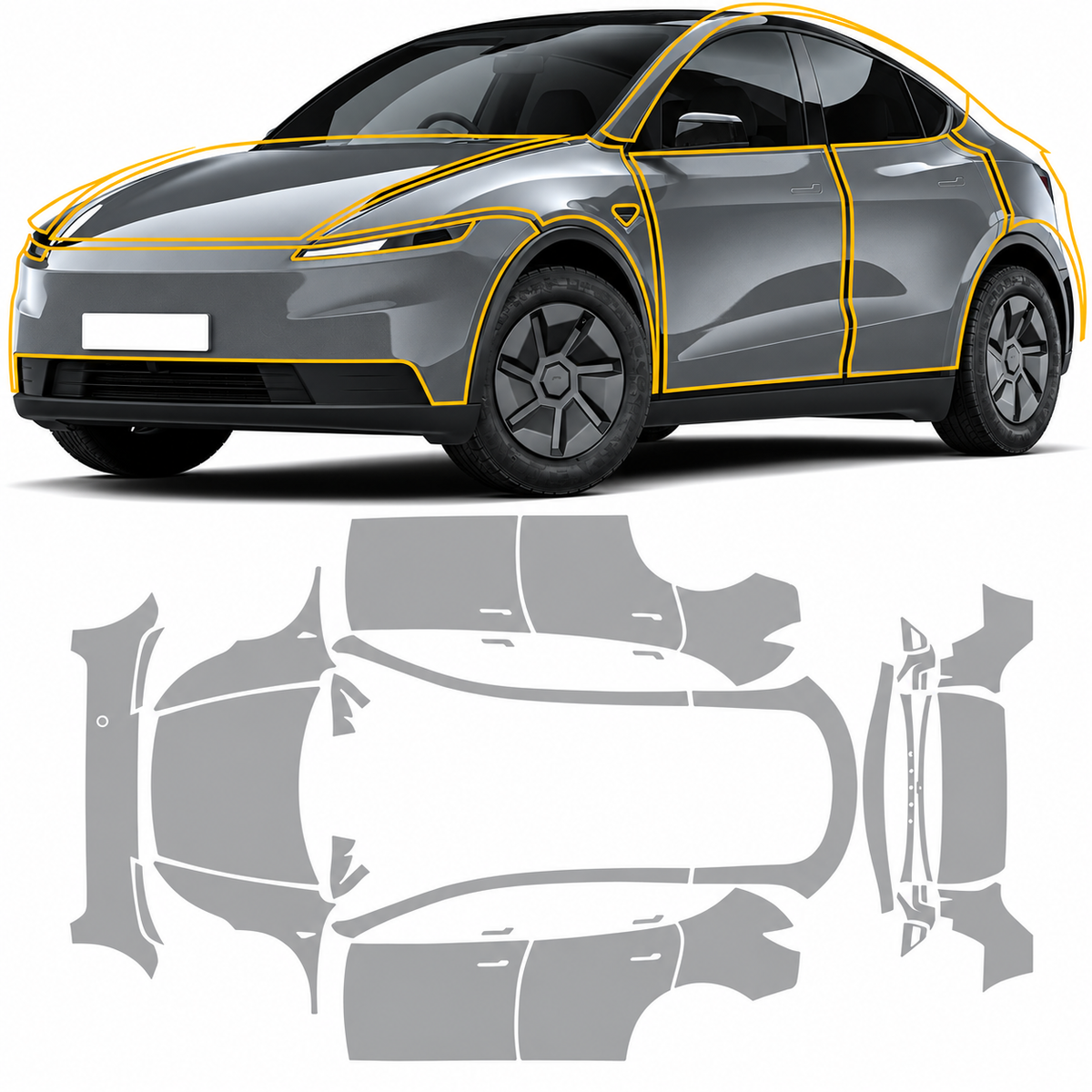Pre-Cut TPU Clear Paint Protection Film Kit for Tesla Model Y Standard 2025.11+