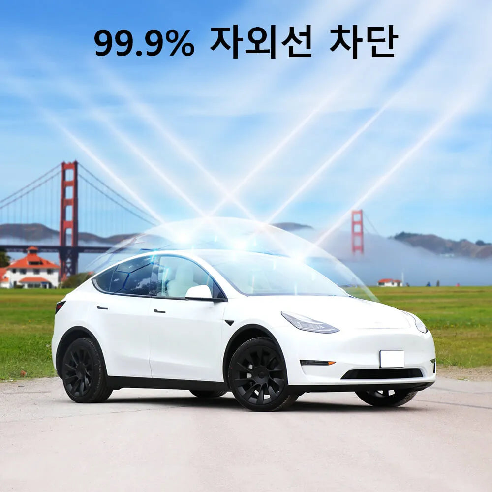 테슬라 모델 Y 전동 선쉐이드/Electric Retractable Sunshade for Tesla Model Y with Front and Rear Button