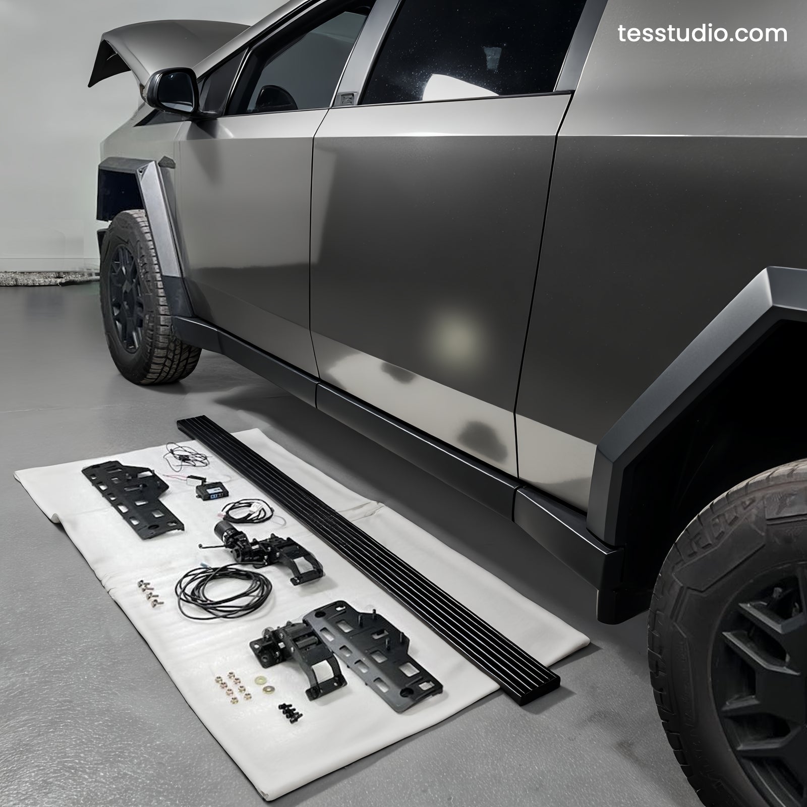 Tesla Cybertruck Accessories Power Running Boards For Trucks Side Steps Brackets Nerf Bars Power Steps Tesstudio®