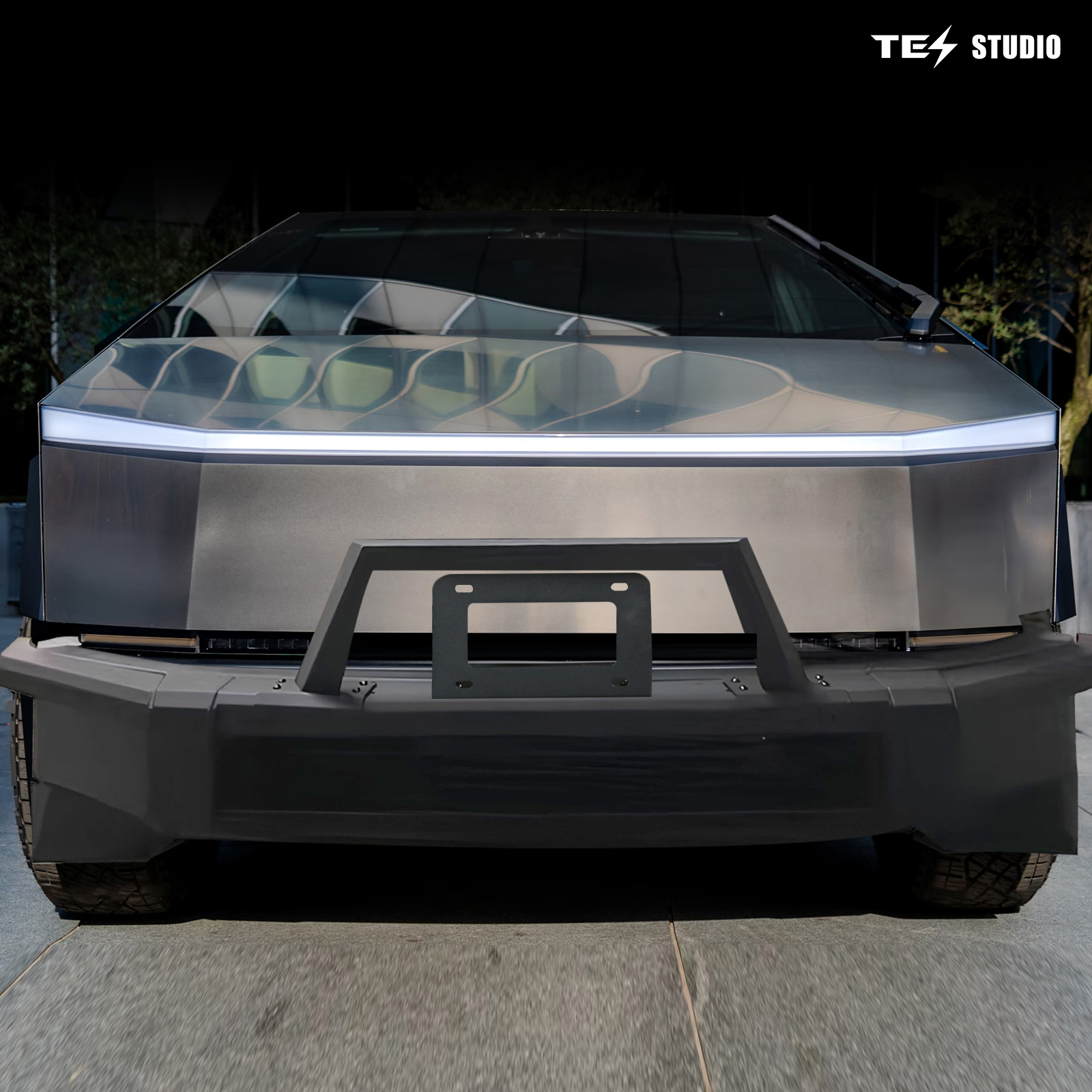 Tesla Cybertruck Steel Front Bumper with Black Texture Tesstudio®