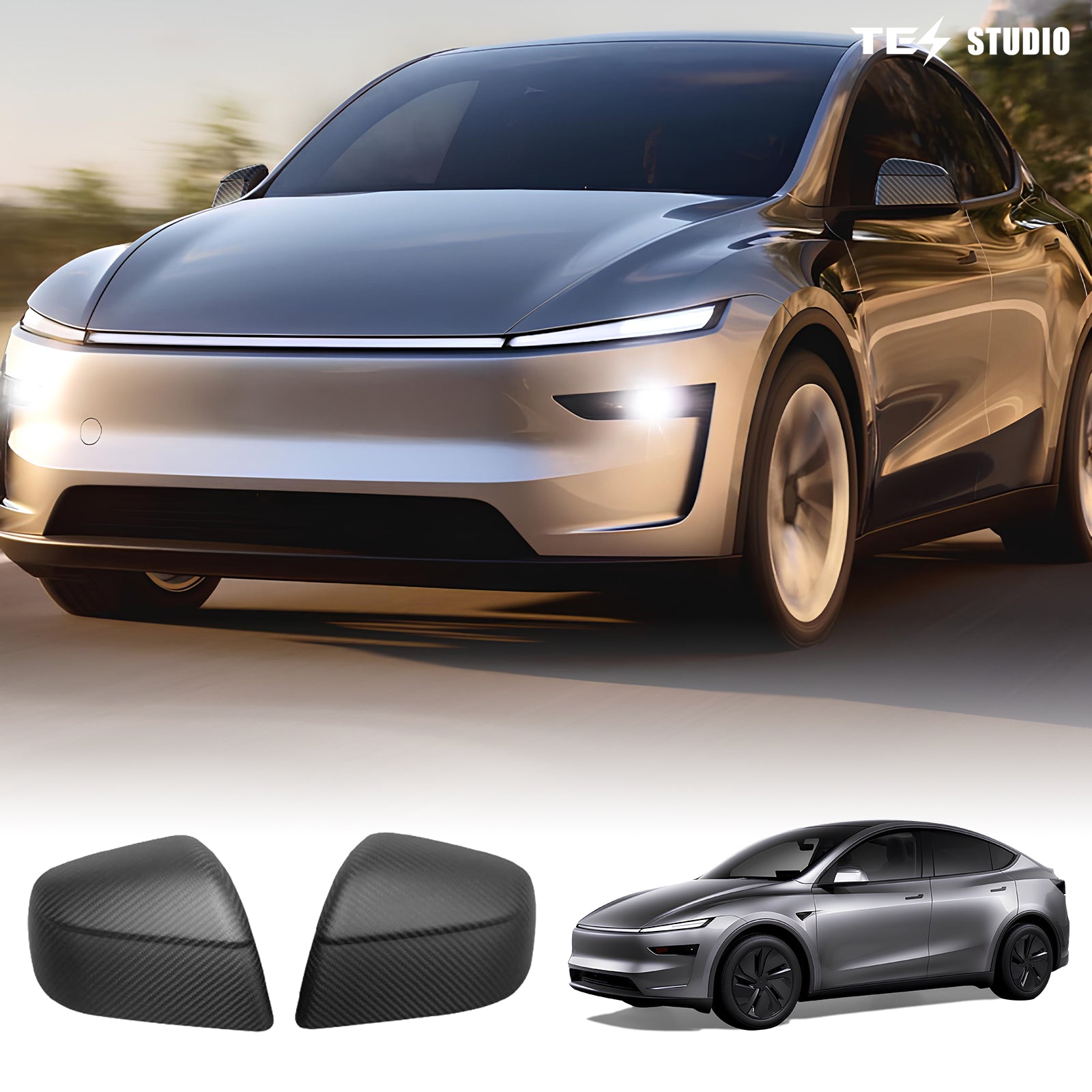 Carbon Fiber Side Mirror Caps Model Y Side Mirror Cover For Tesla Model 3/Y /Model Y Juniper
