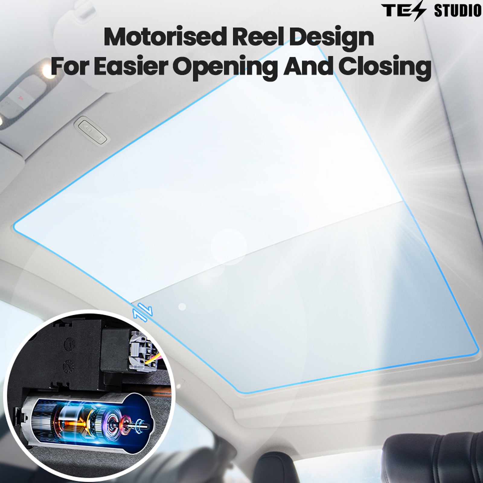 Tesla Model Y Sunshade Voice Control Electric Sunshade Model Y Power Sunshade Retractable Roof Shade Tesstudio®