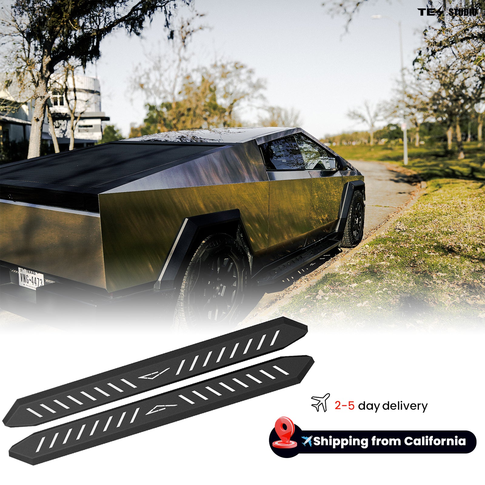 Tesla Cybertruck Running Boards Side Steps Cybertruck Nerf Bars Exterior Brackets Tesstudio®