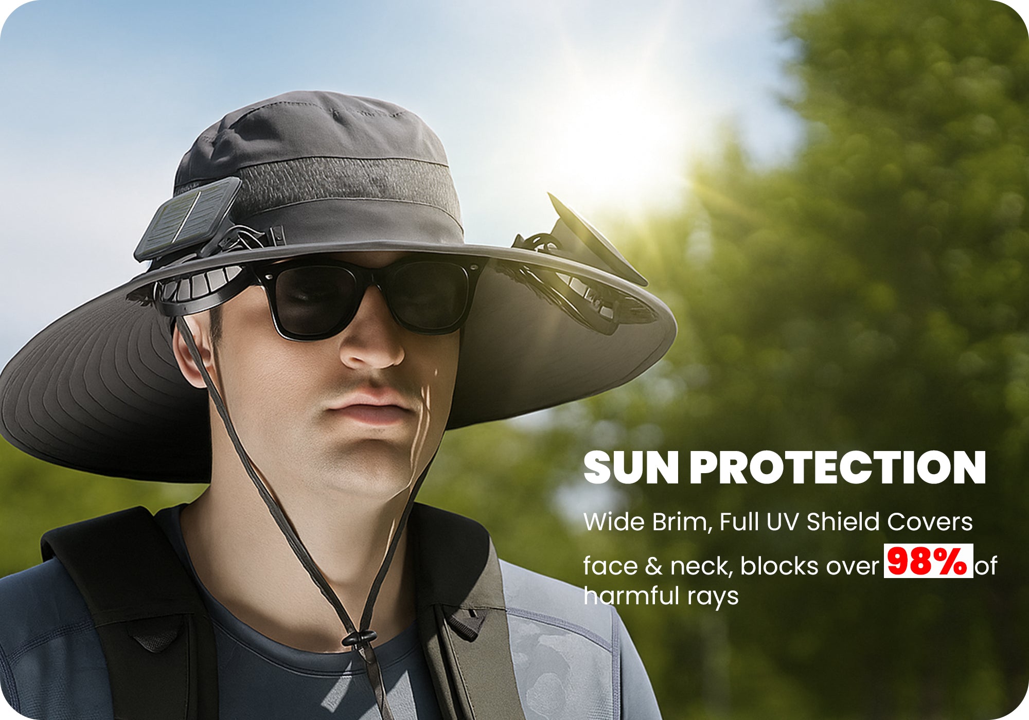 Solar-Powered Cooling Hat with USB Fan Outdoor Wide Brim Hat Tesstudio®