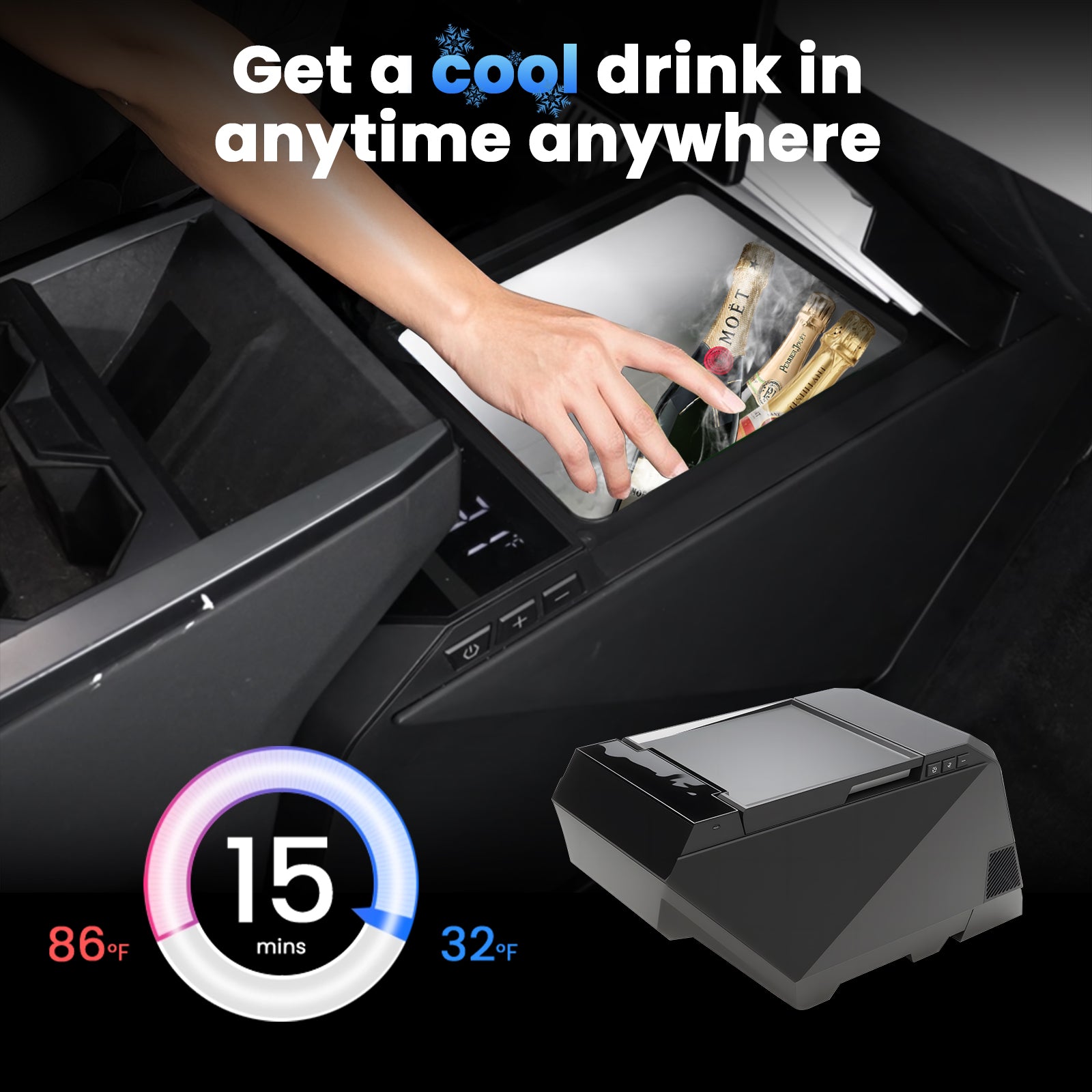 Tesla Cybertruck Electric Cooler Refrigerator 18L Floor Center Console Freezer Tesstudio®