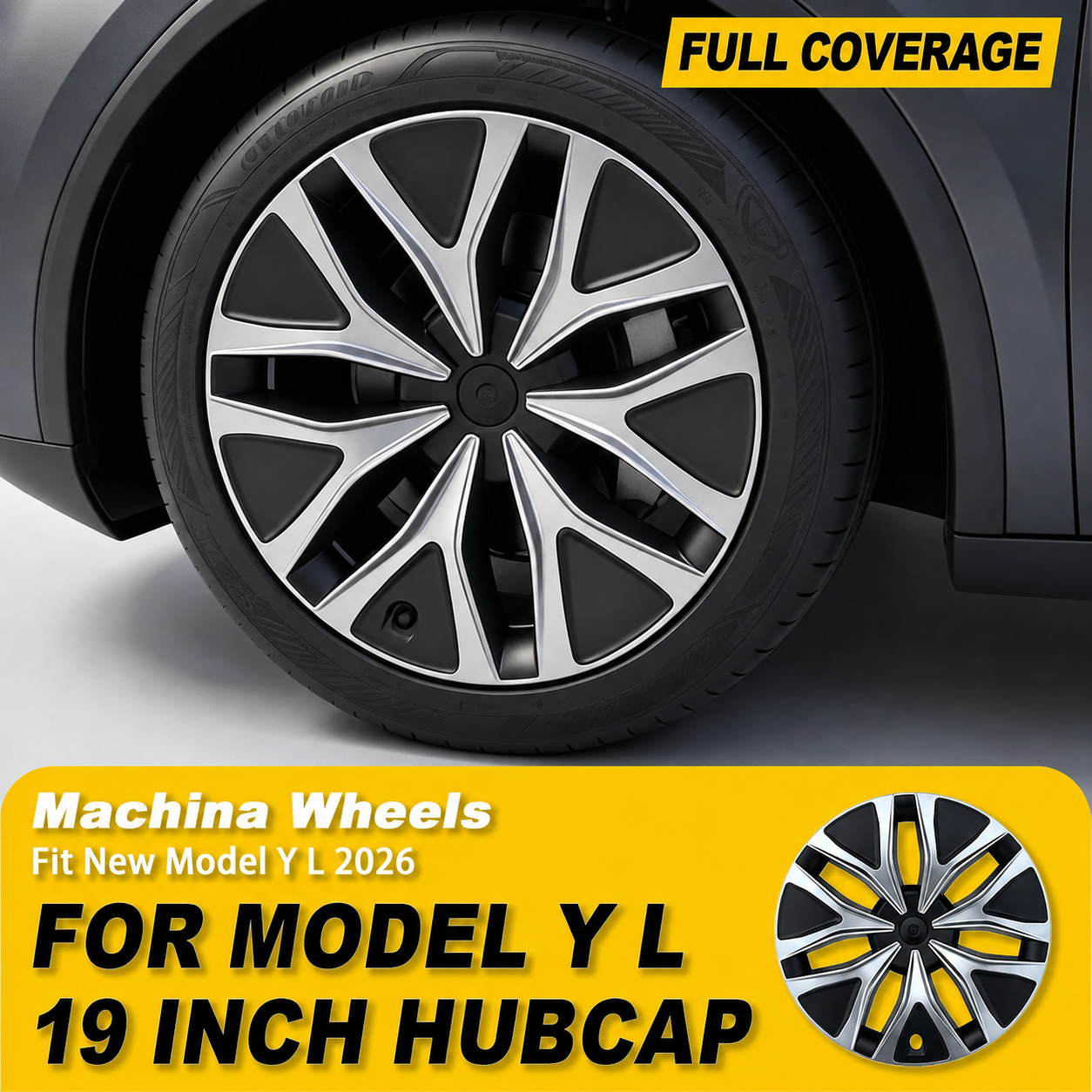 Tesstudio 19" Wheel Cover for Model Y L 2026 | 4PCS Full Rim Machina 2.0