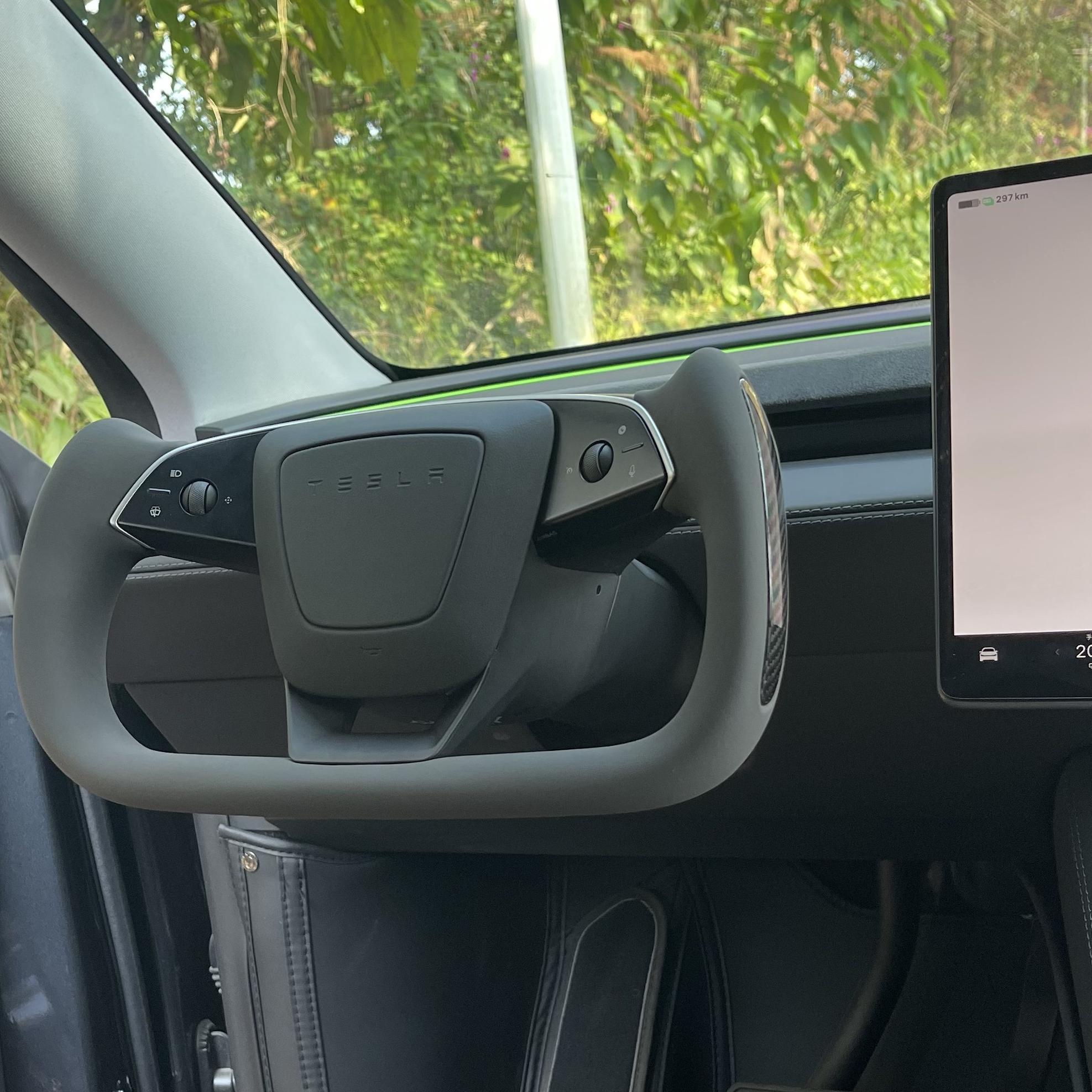 Tesla Yoke Steering Wheel — yoke design from driver angle