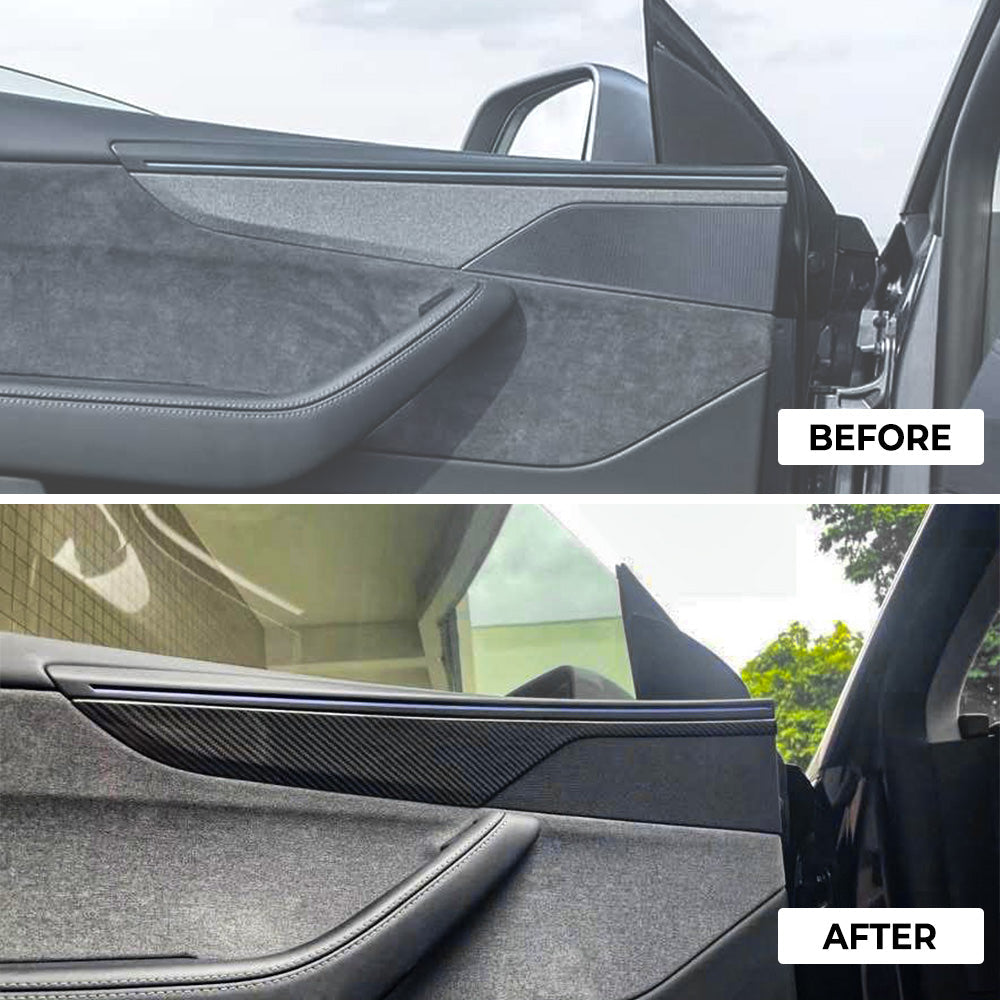 Carbon Fiber Door Panel Trim Covers for Tesla Model Y Juniper / Model Y L