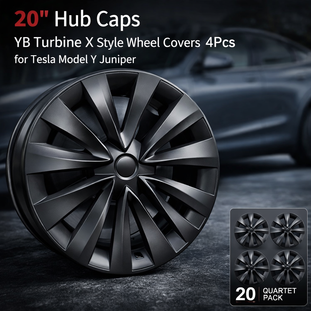 Tesstudio 20'' Hub Caps YB Turbine X Style Wheel Covers 4Pcs for Tesla Model Y Juniper