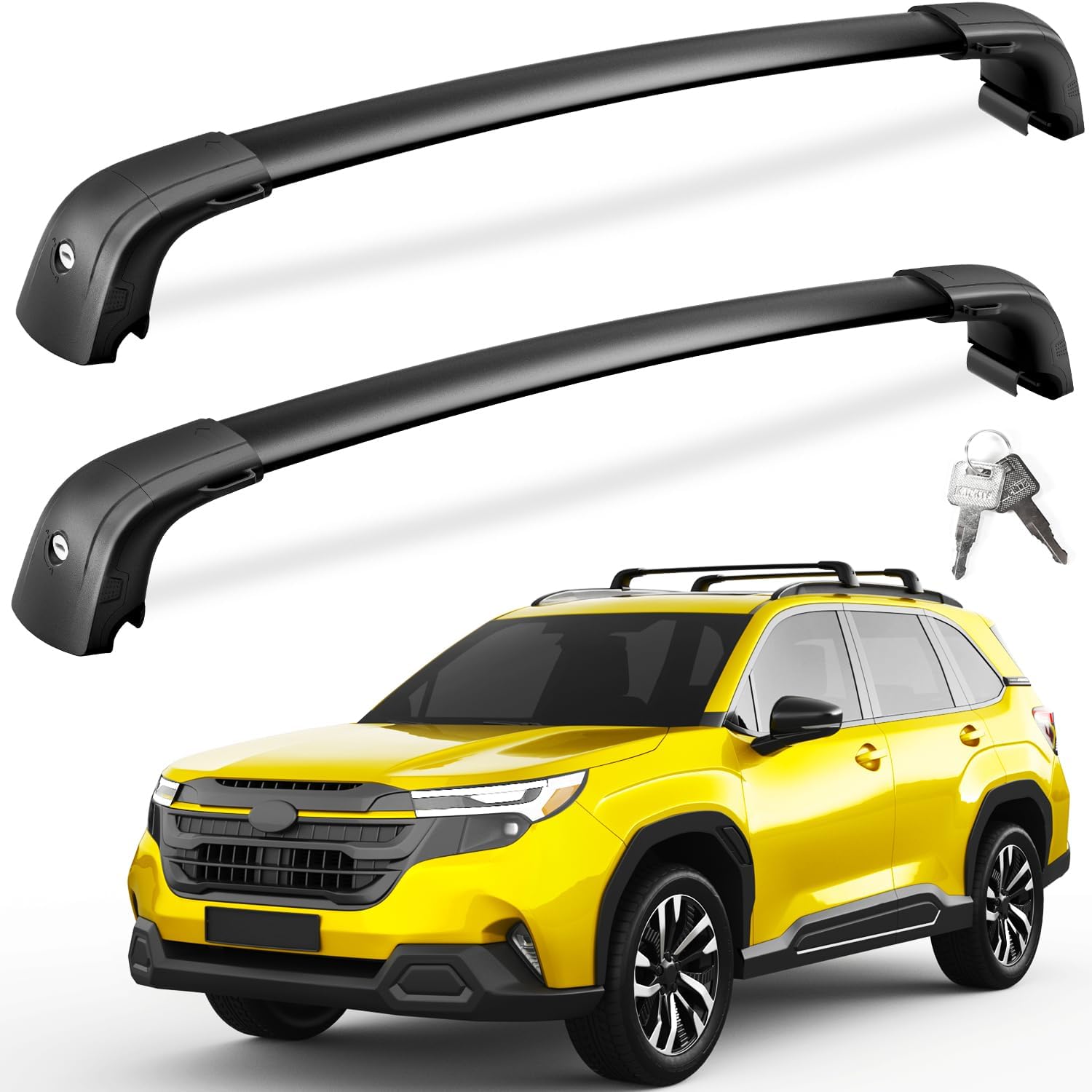 Subaru Forester cross bars 2025–2026 — installed on vehicle roof rails