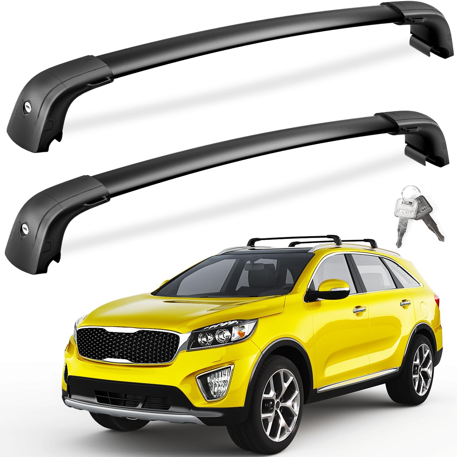 Kia Sorento cross bars 2016–2020 — installed on vehicle roof rails